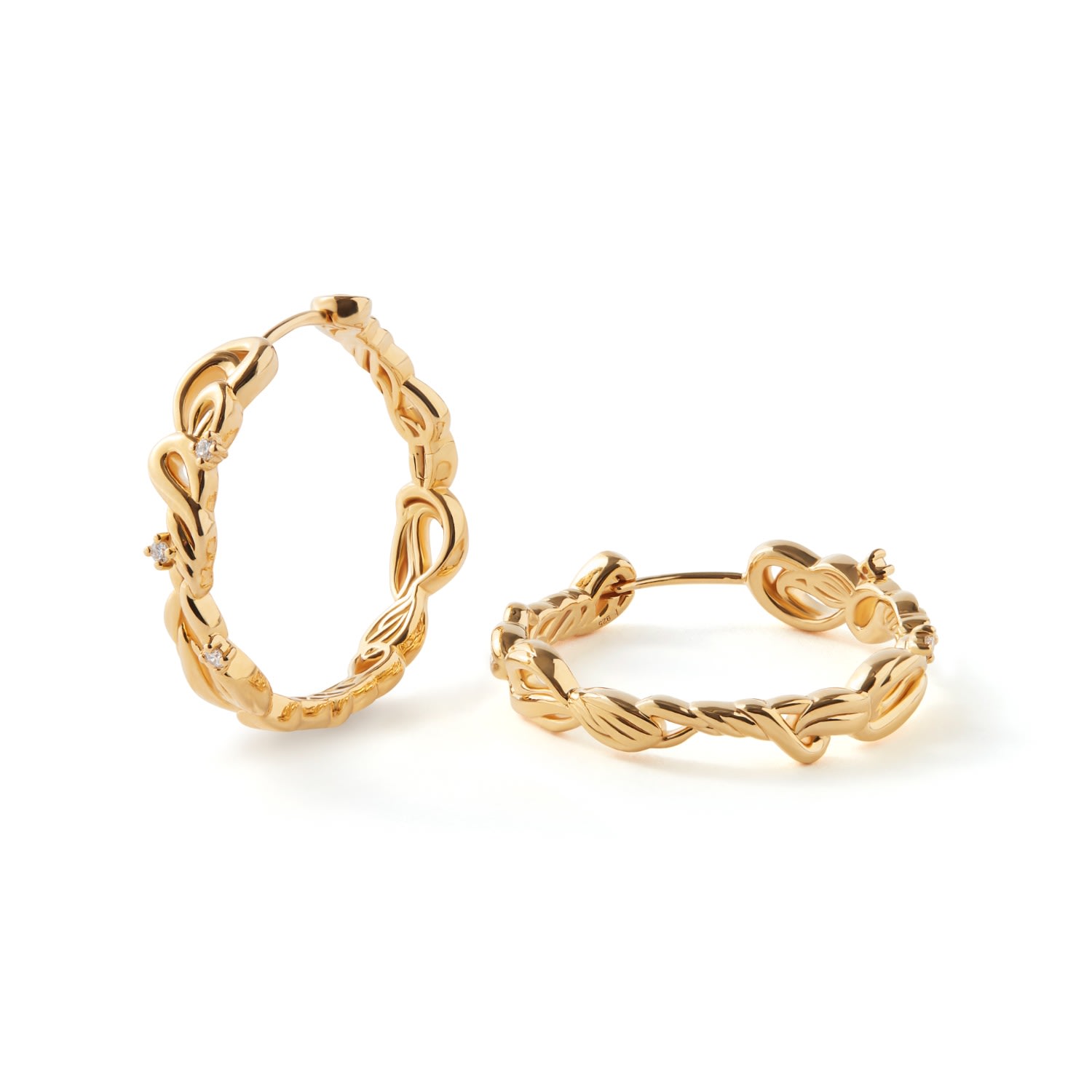 Women’s Boundless Energy Wave Diamond Gold Hoop Earrings Frida & Florence