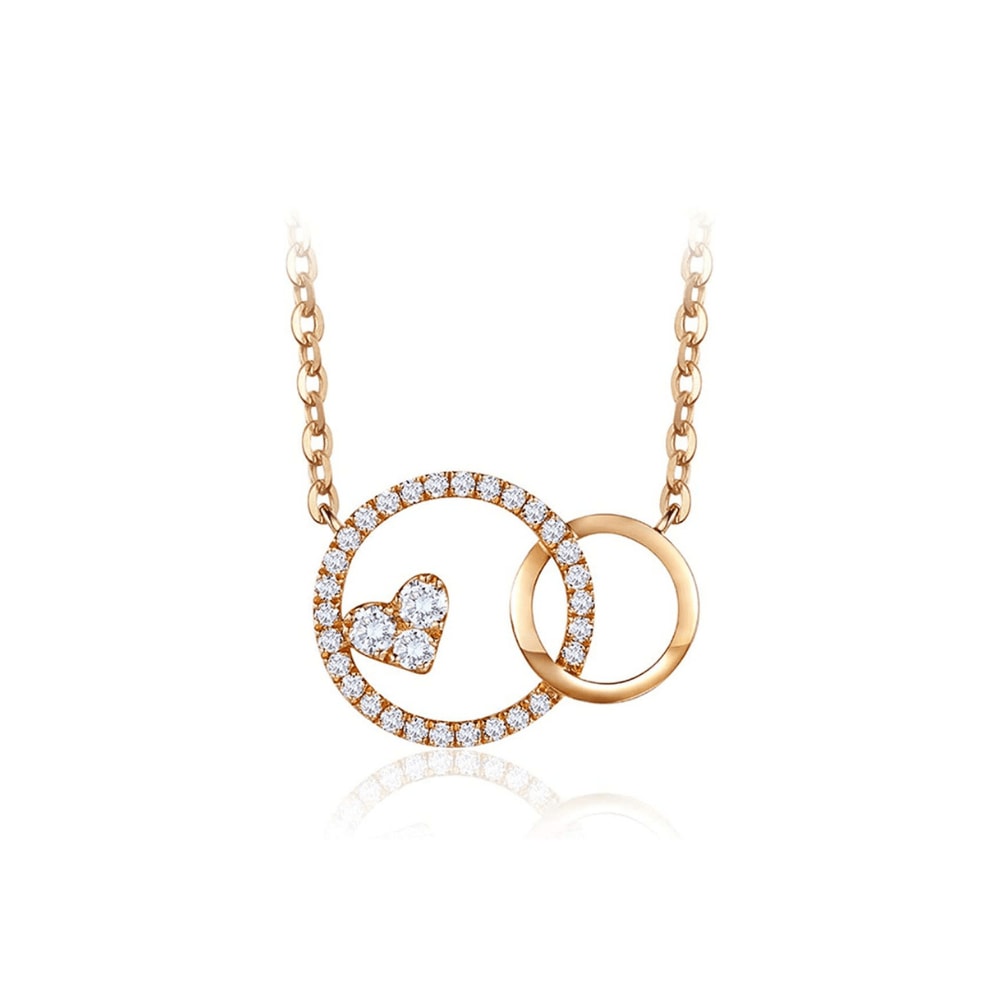 Fanci Me Women's "live In My Heart" Solid Yellow Gold Diamond Interlocking Round Open Circle Infinity Forever