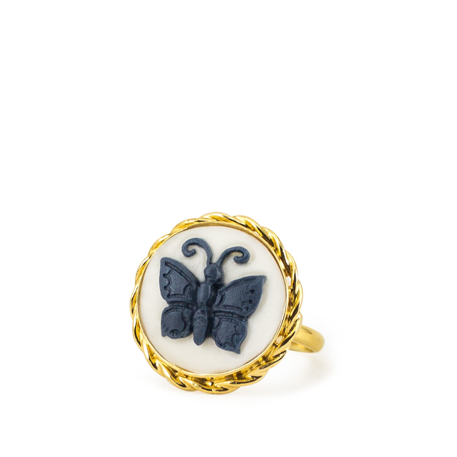 Women’s White Butterfly Cameo Ring Vintouch Italy