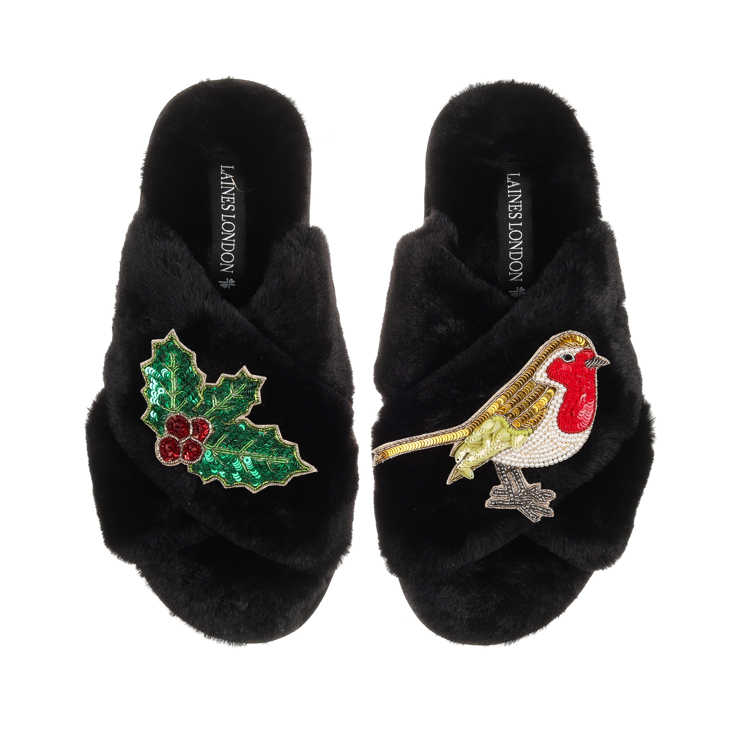 Laines London Classic Laines Slippers With Artisan Red Pucker Up