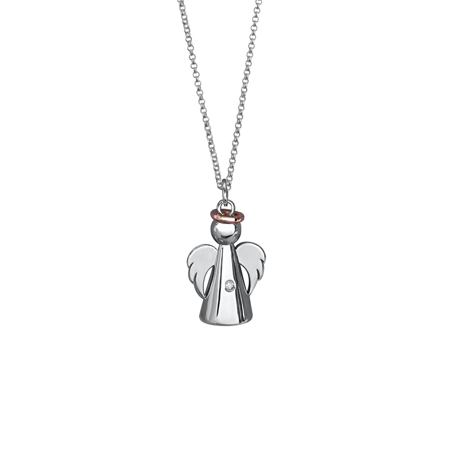 Women’s Silver & Diamond Guardian Angel Pendant Steff Jewellery