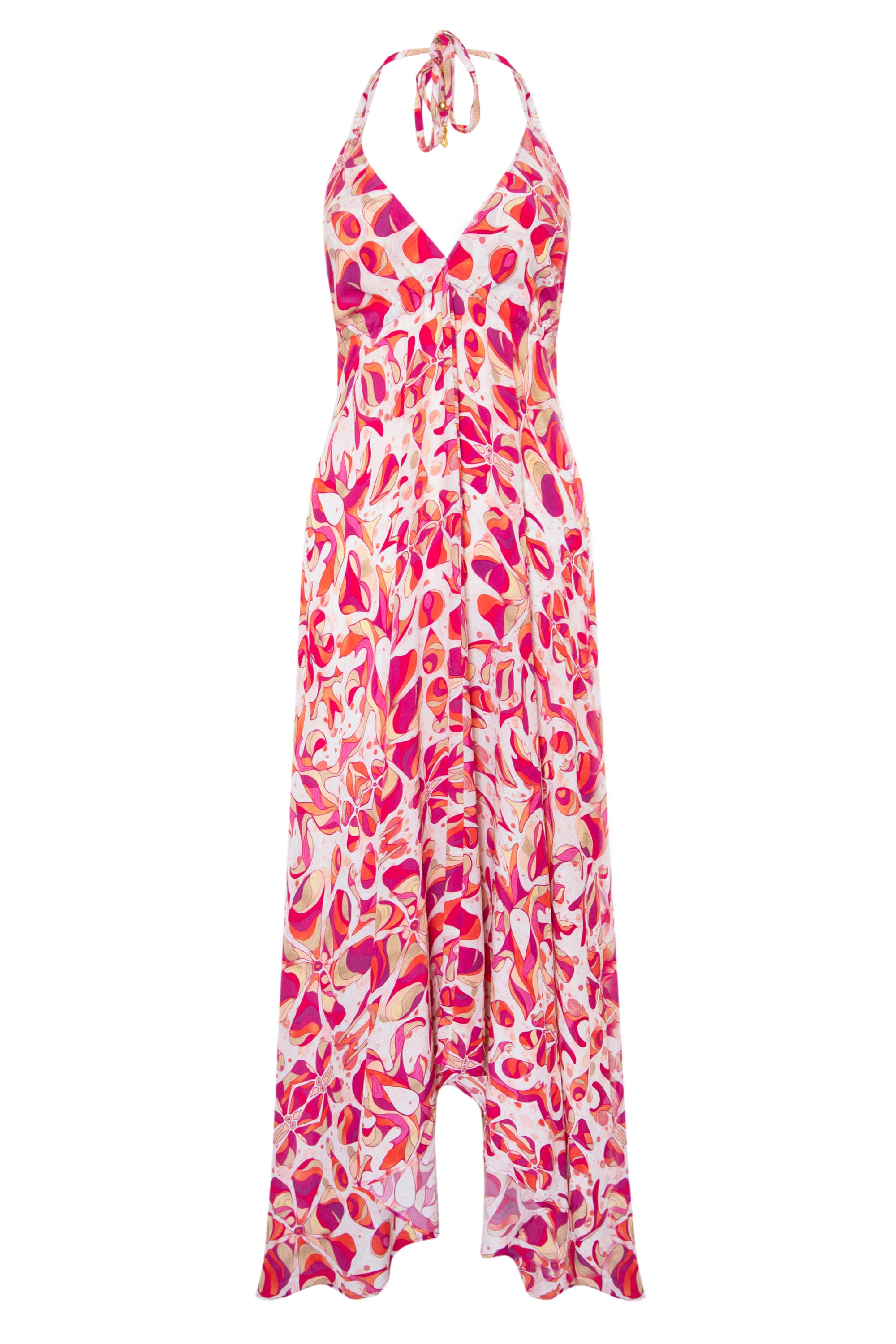 Women's Pink Floral Fusion Silk Ibiza Dress | S/M | Sophia Alexia