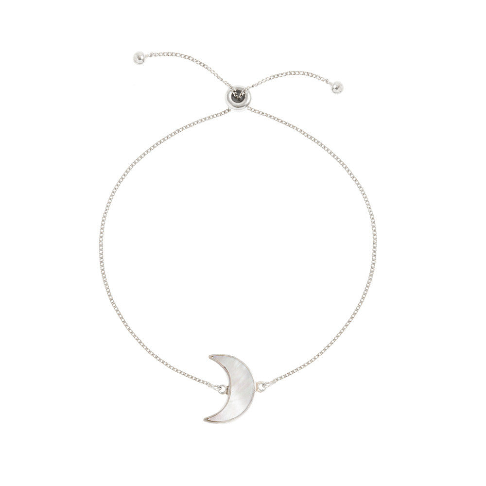 Freya Rose Women's White / Silver Adjustable Silver Moon Bracelet In Multi
