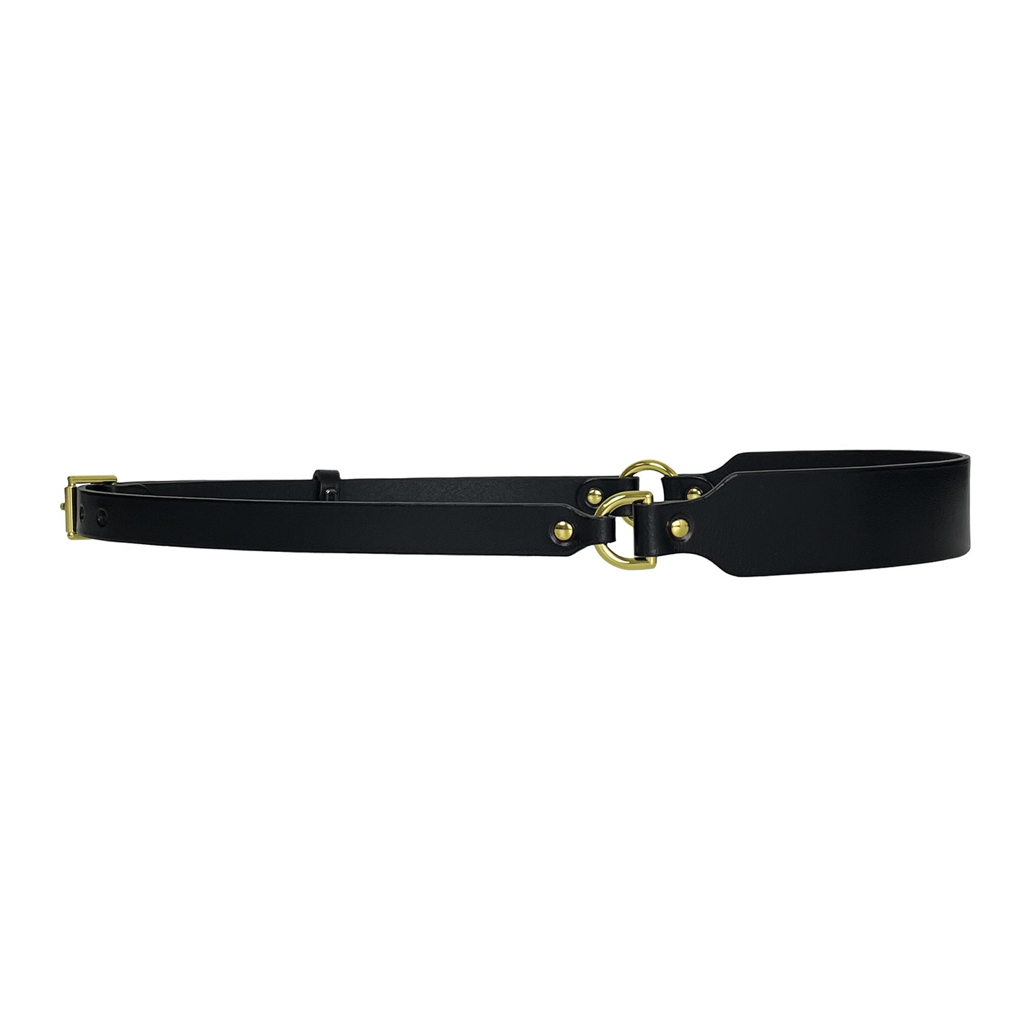Women’s Black Slim Leather Harness Belt Large Haute Cuir
