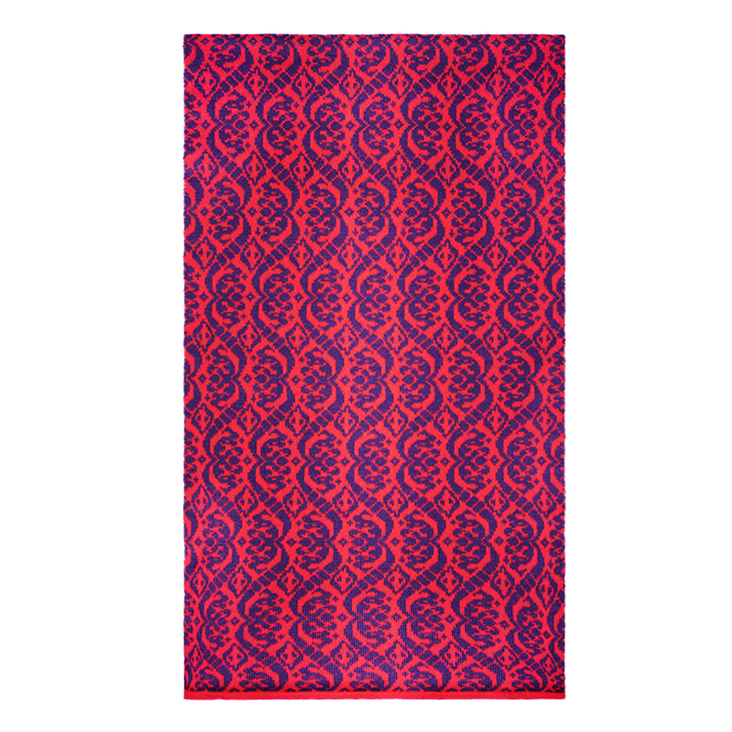 Handmade In Bridge Women's Red "chantelle Knitted Fair Isle Merino Shawl"