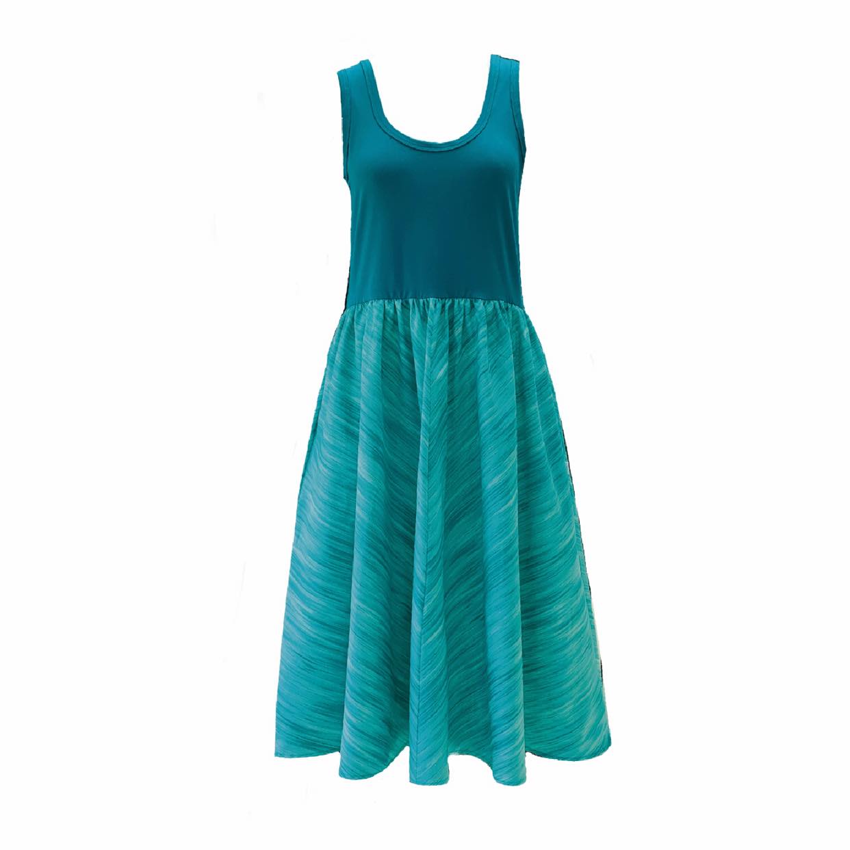 Women’s Green / Blue Paradis Midi Sleeveless Dress In Aqua Stripe Medium Frock Tales