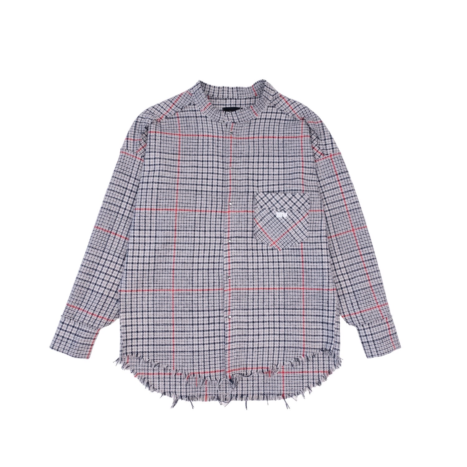 Mysimplicated Men's Grey / Red Oversized Checkered Long Sleeve Shirt Shirt - Complex Minds In Multi