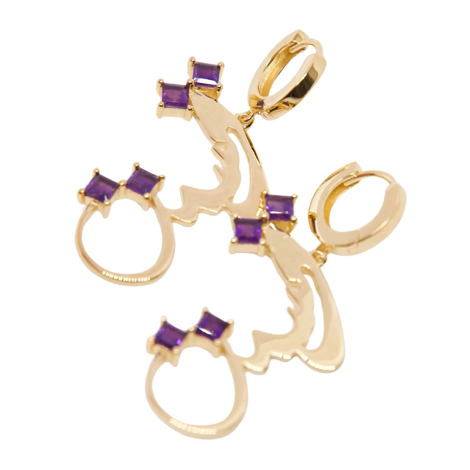 Kismet Jewels Women's Gold / Pink / Purple Amethyst Earring