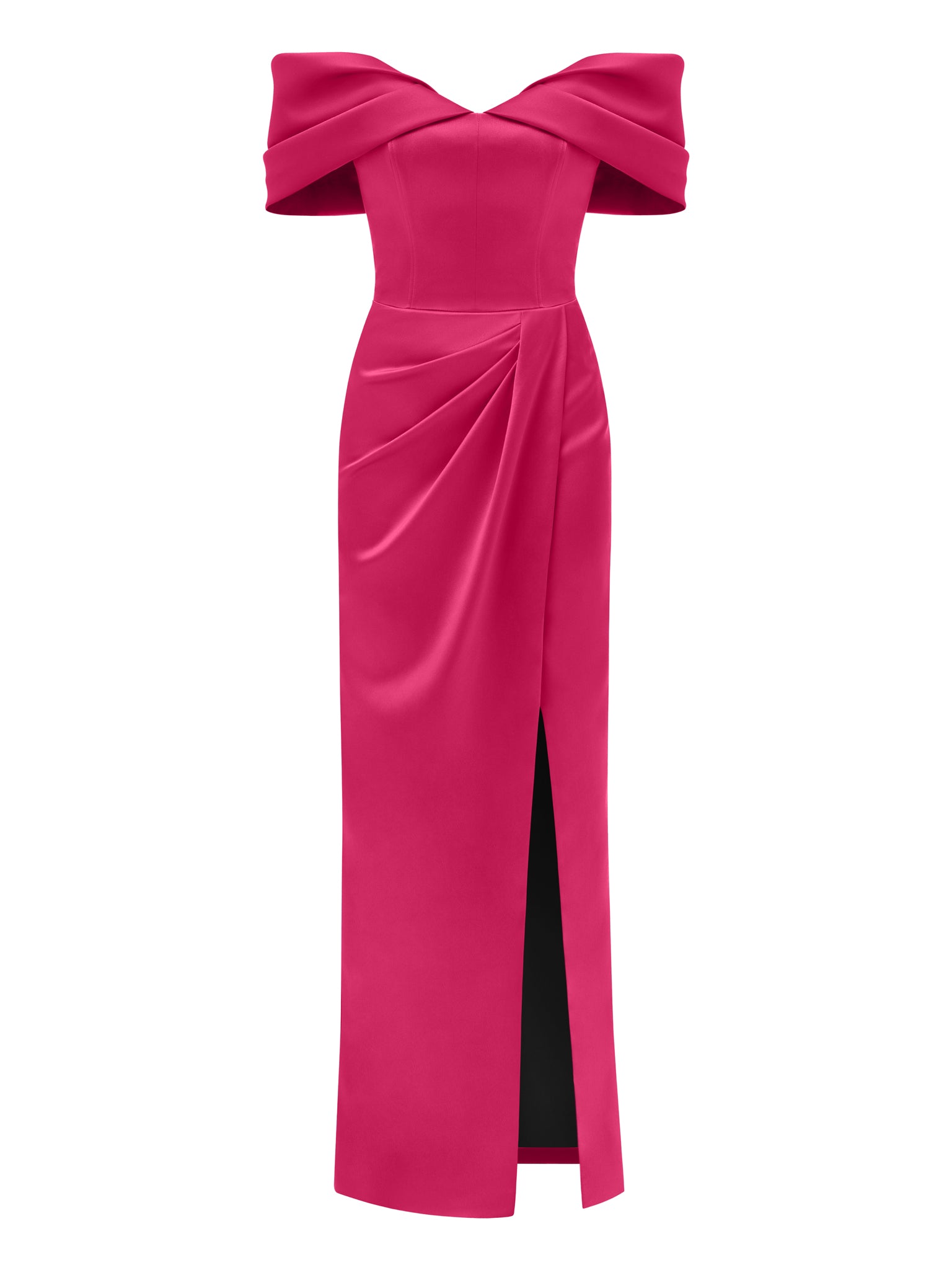 Women's Heavenly Kissed Draped Satin Maxi Dress - Hot Pink | Extra Small | Tia Dorraine