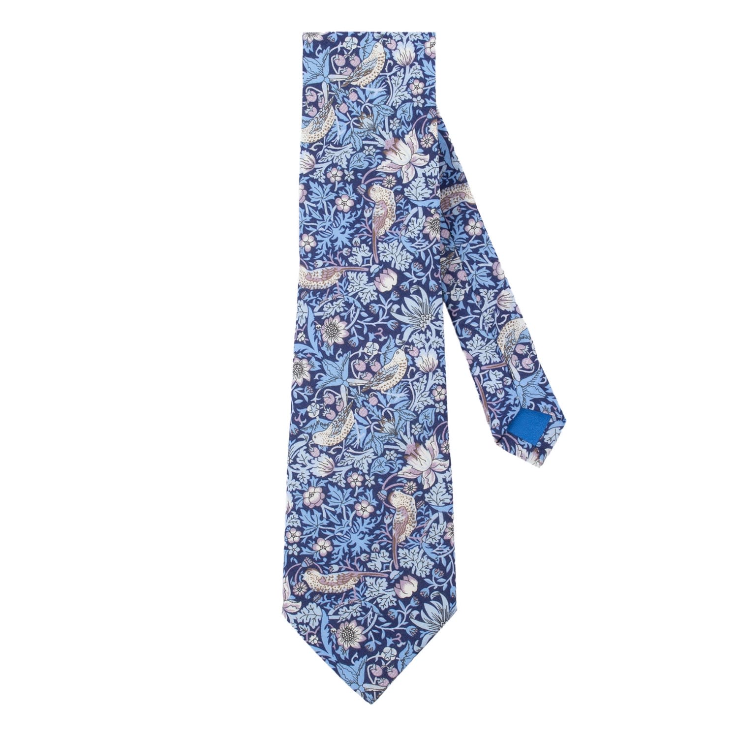 Le Colonel Men's Blue / Grey / Purple Liberty Persian Blue Strawberry Thief Tie In Multi