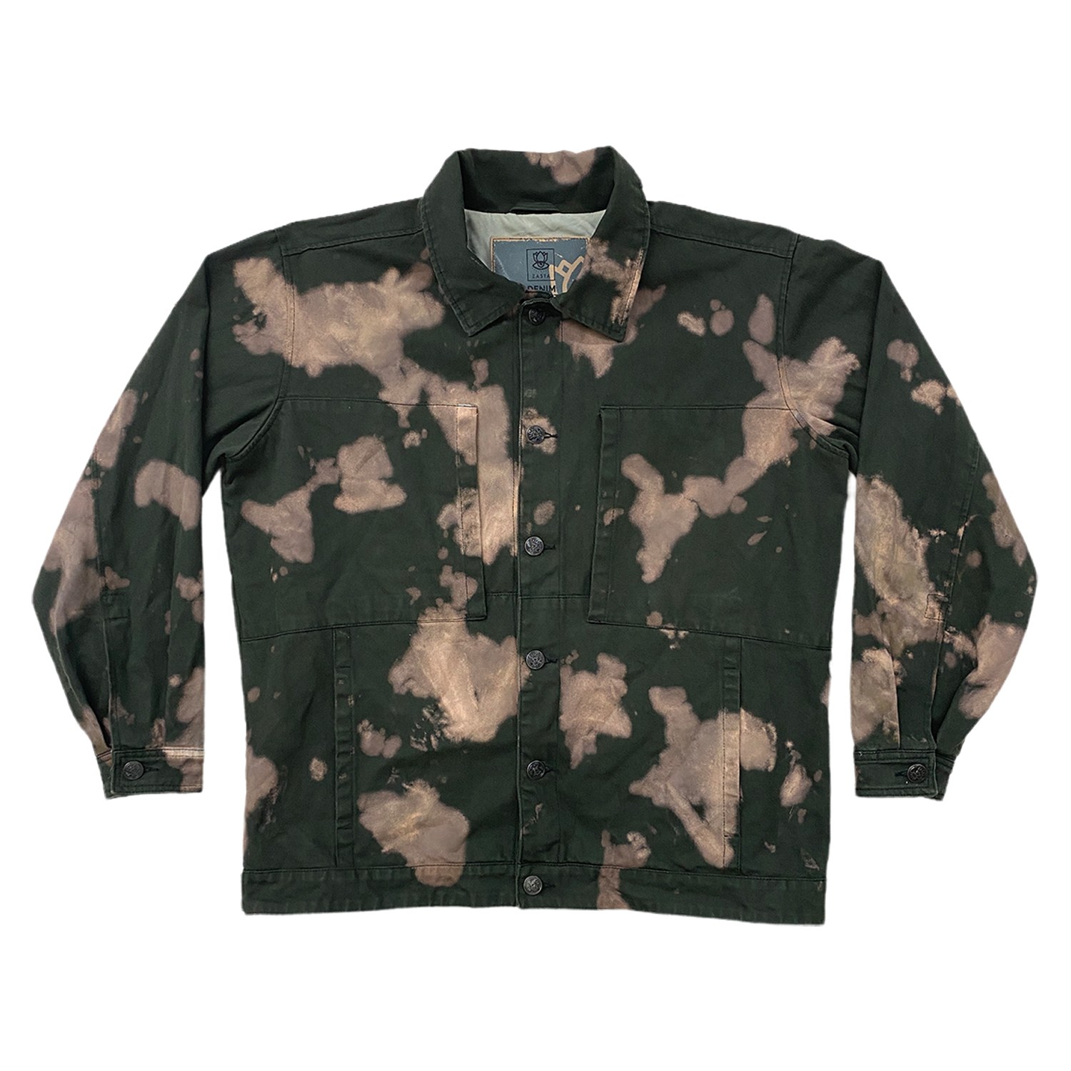 Zasta Studio Men's Color Palette Raw Denim Dark Green Camouflaged Jacket C Four