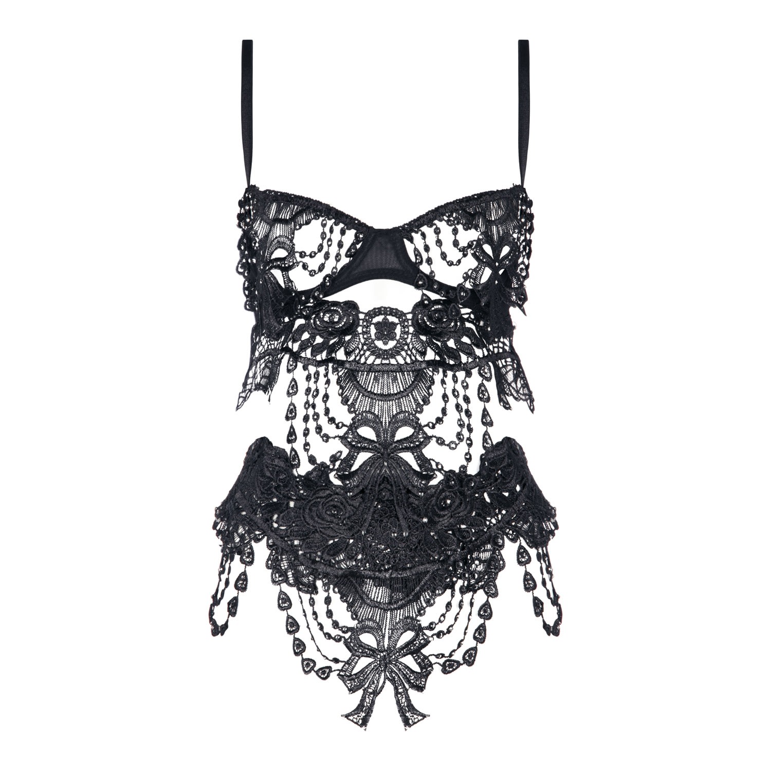 Belle-et-bonbon Women's Limited Edition Sparkling  Crystal Black Bisoux Body Add The Matching Knickers To Make A Bea In Black
