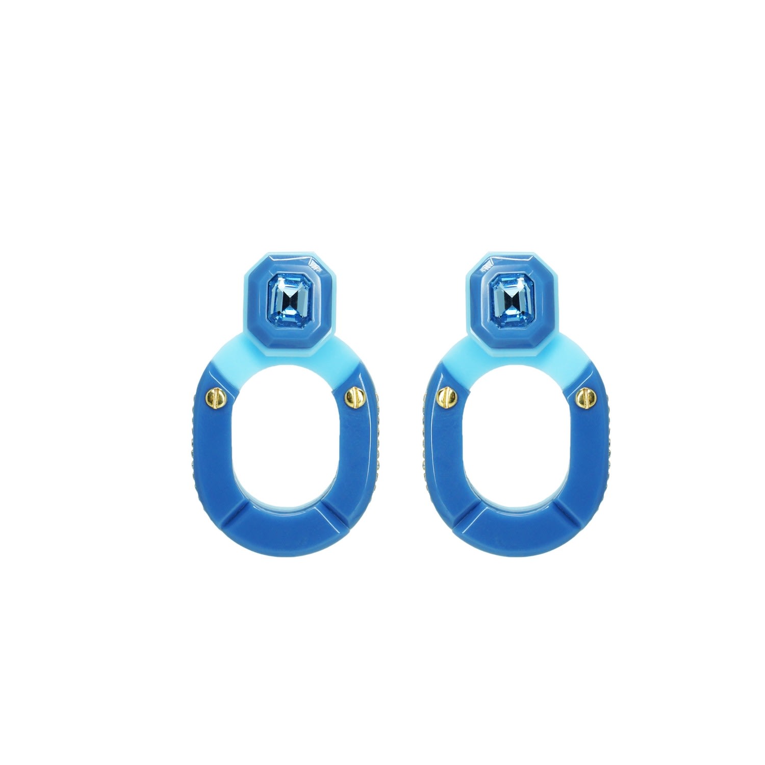 Gissa Bicalho Women's Handmade Acrylic Earring Kit Stone Hoop And Pendant Blue In Blue