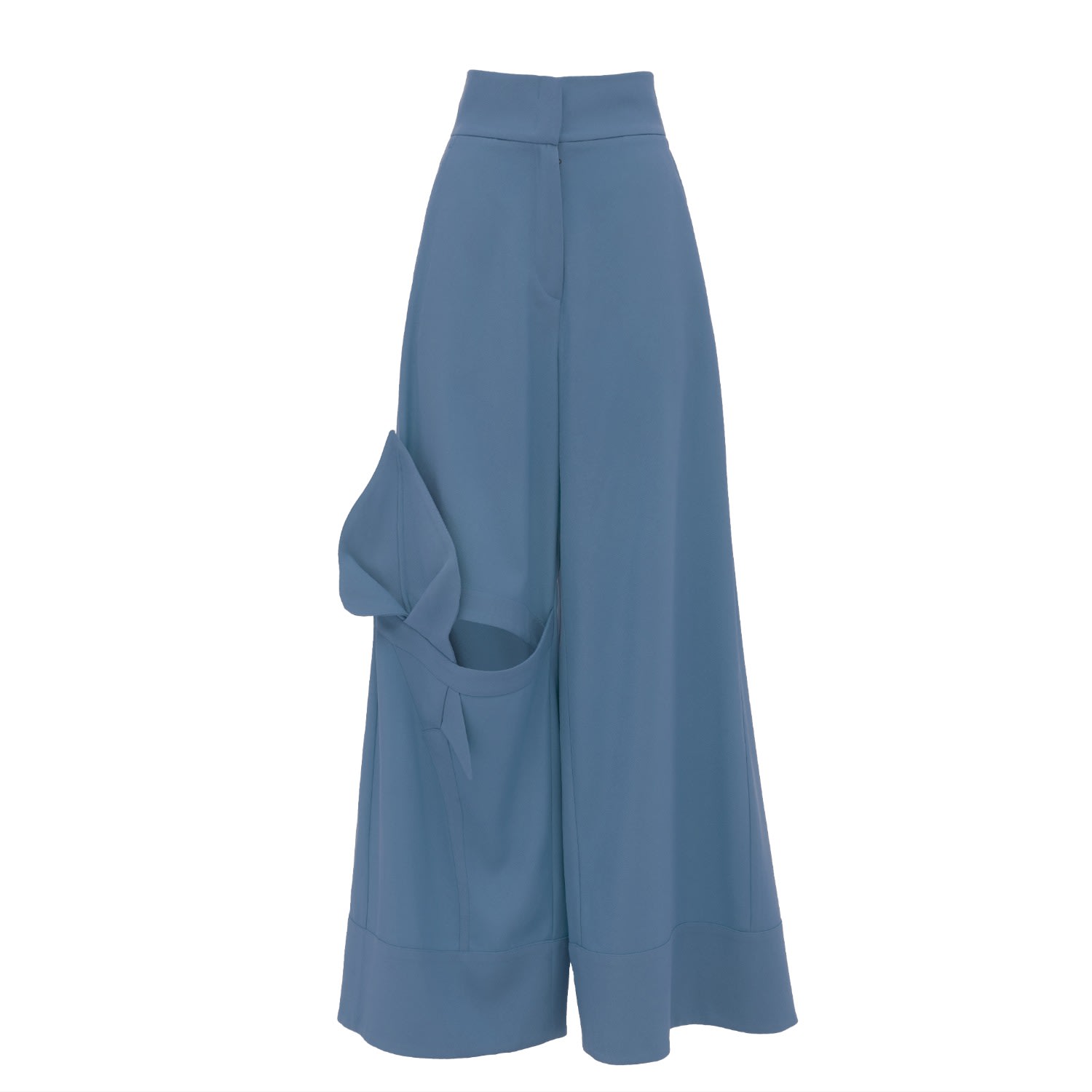 Julia Allert Women's Wide Flared Trousers With Calla Flower Pale Blue In Blue