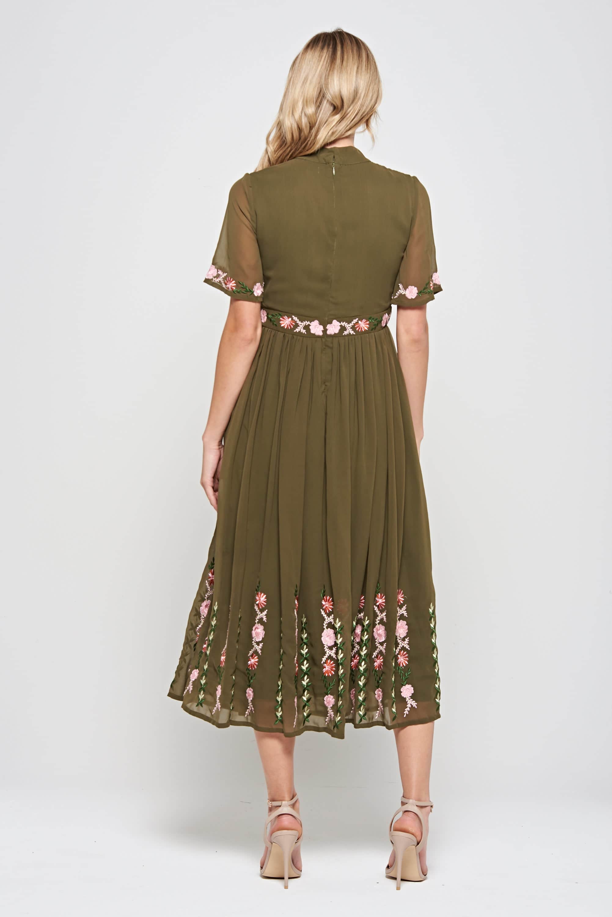 green emerald velvet dress Diane Floral Embroidered Openwork Midi Dress XL / White