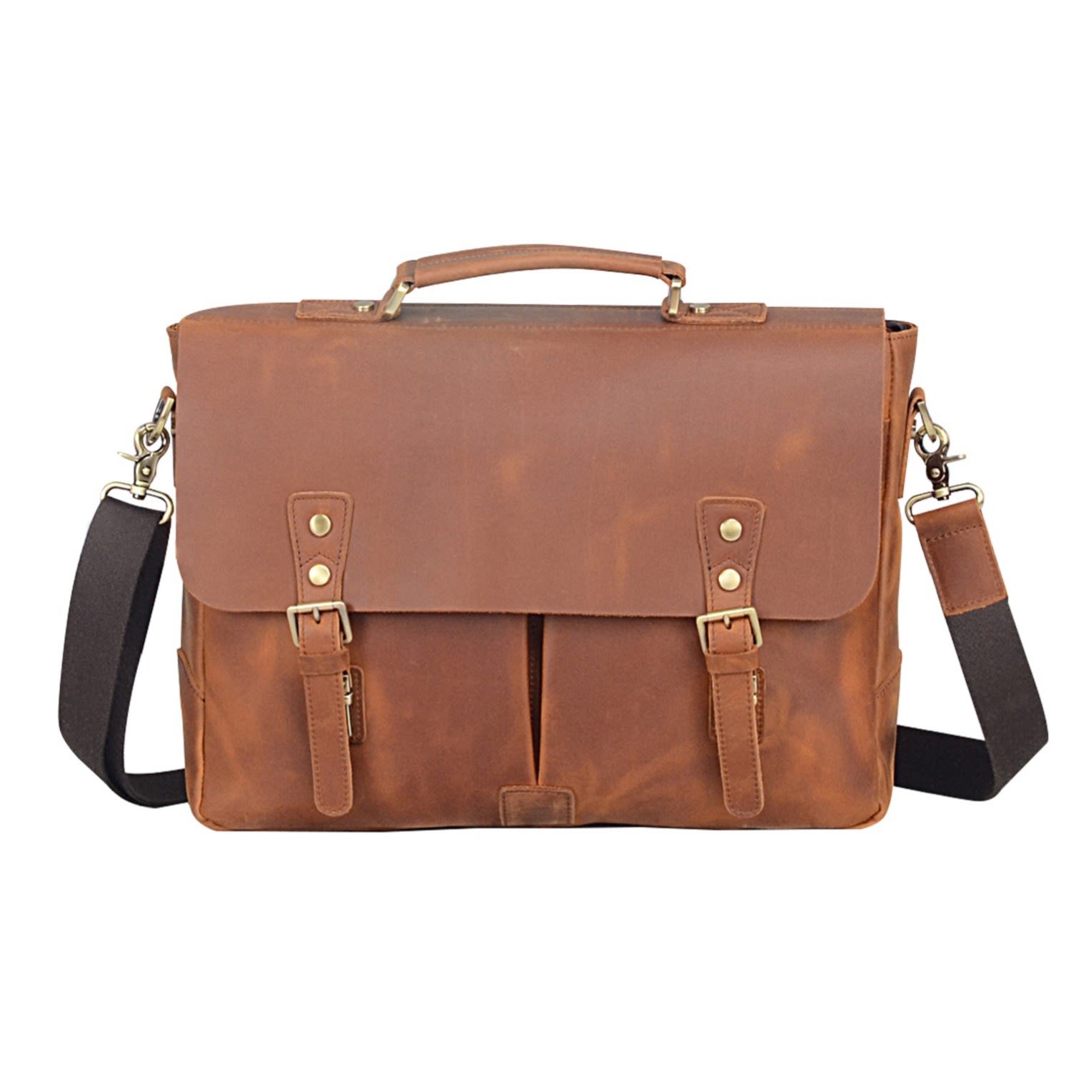 Men’s Light Brown Leather Messenger Touri