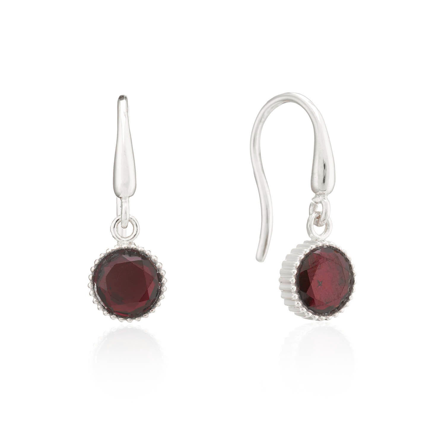 Auree Jewellery Women's Red Barcelona Silver January Garnet Birthstone Hook Earrings In Red