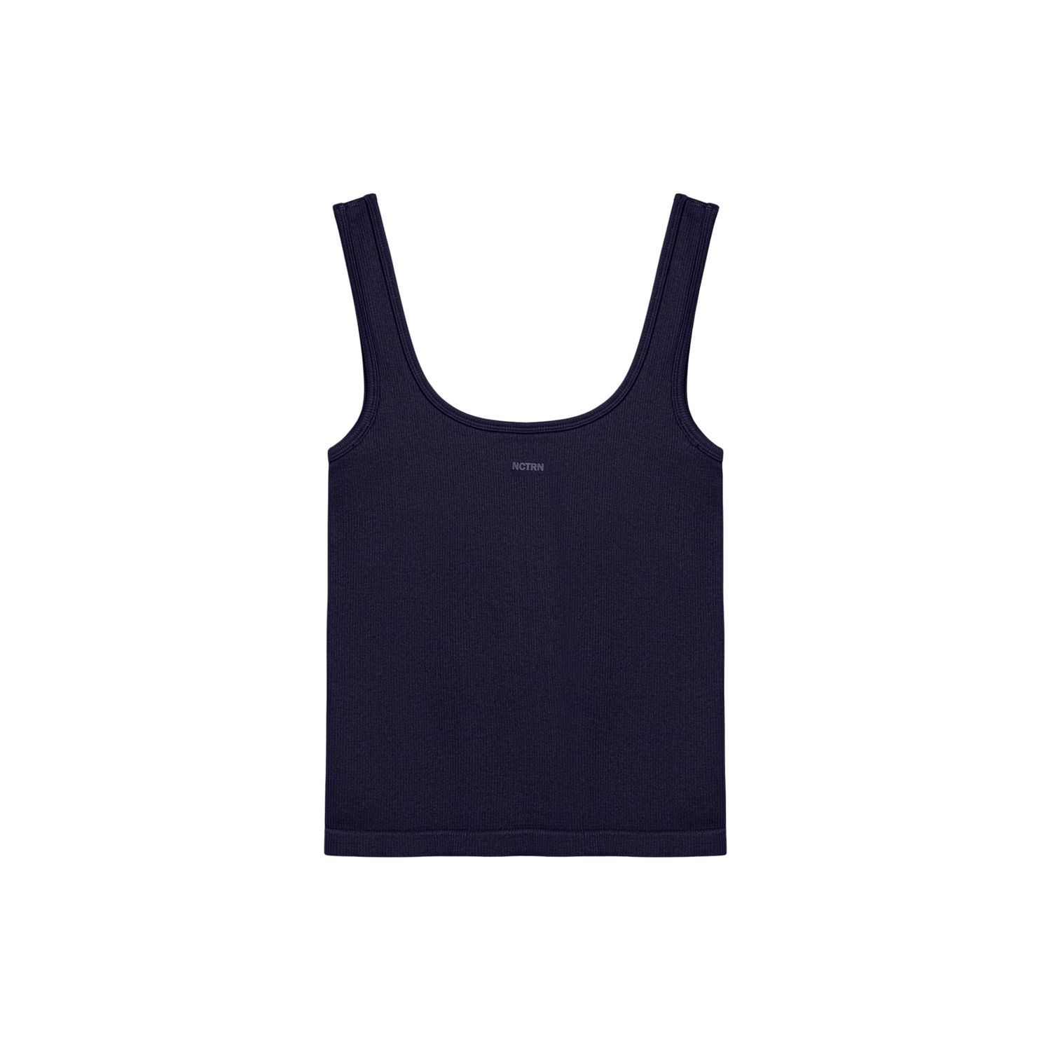 Nocturne Women's Navy Blue Printed Sleeveless Crop Top In Blue