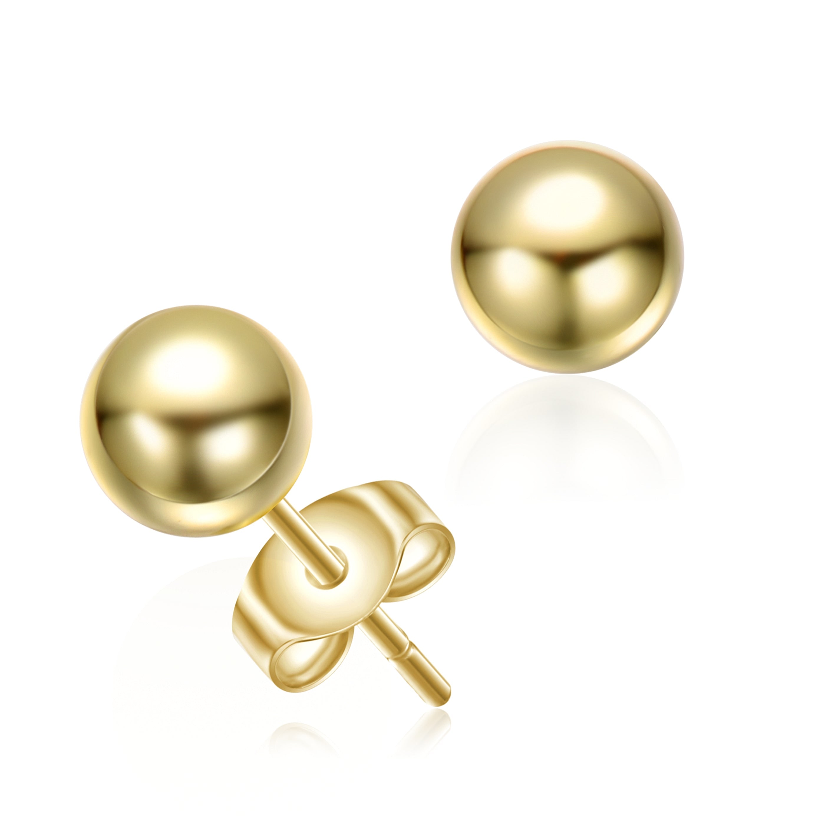 Genevive Jewelry Women's Yellow Gold Plated Round Ball Stud Earrings In Gold