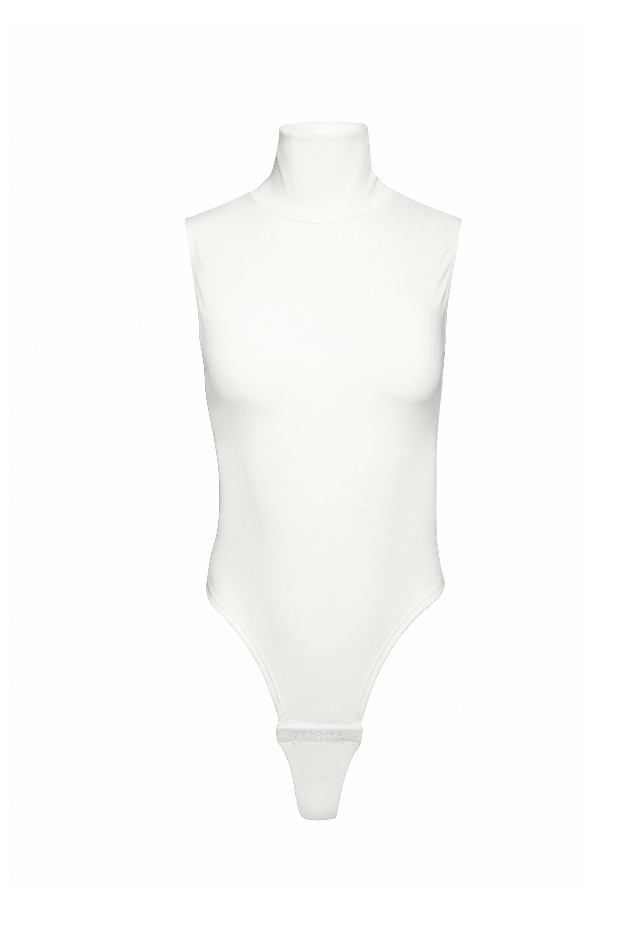 Lusca Women's Neutrals / White Chaka Smooth Stretch Turtleneck Thong Magnetic Bodysuit In White