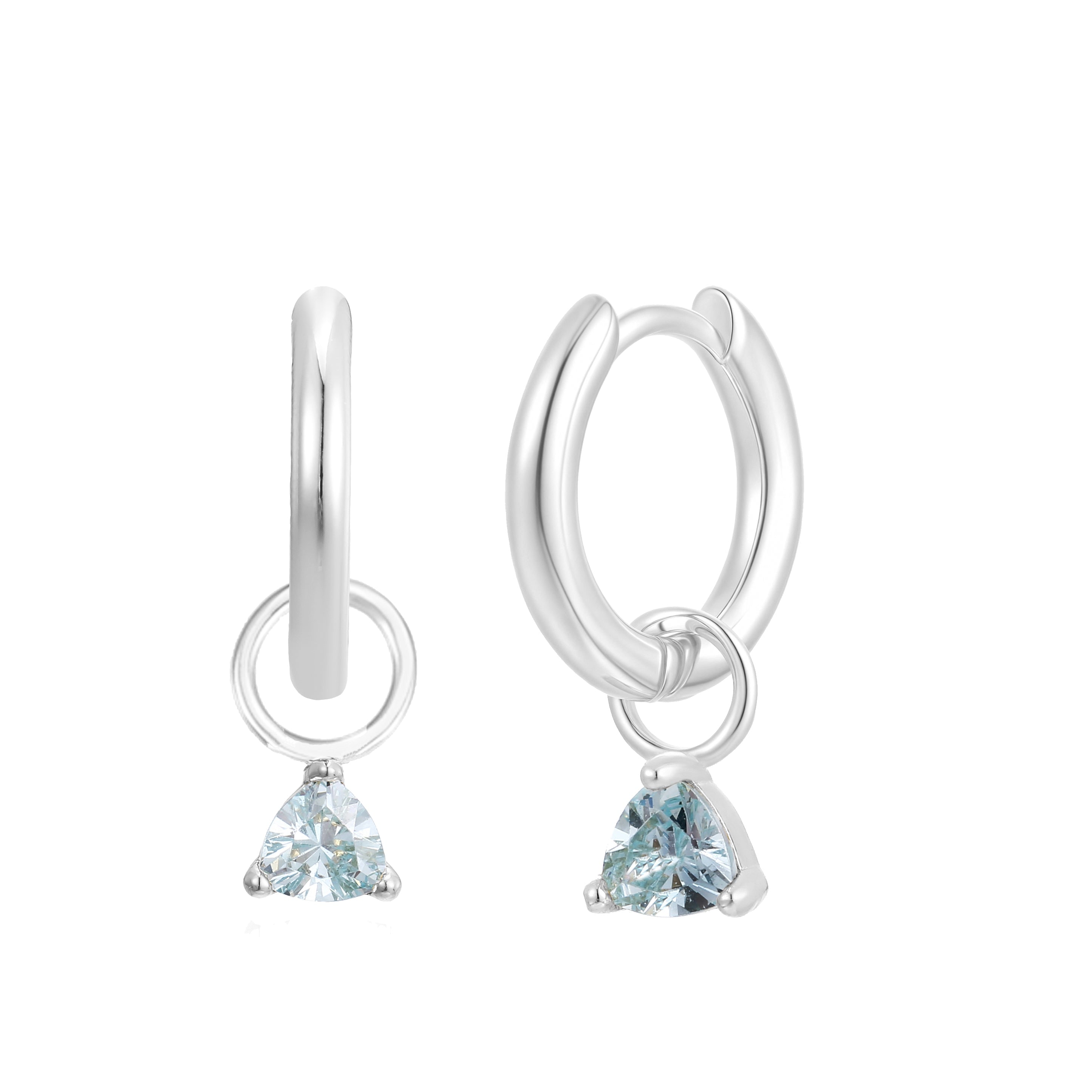 Gold Trip Women's Blue / Silver September Huggie Hoop Birthstone Charm Earrings In Silver In Metallic