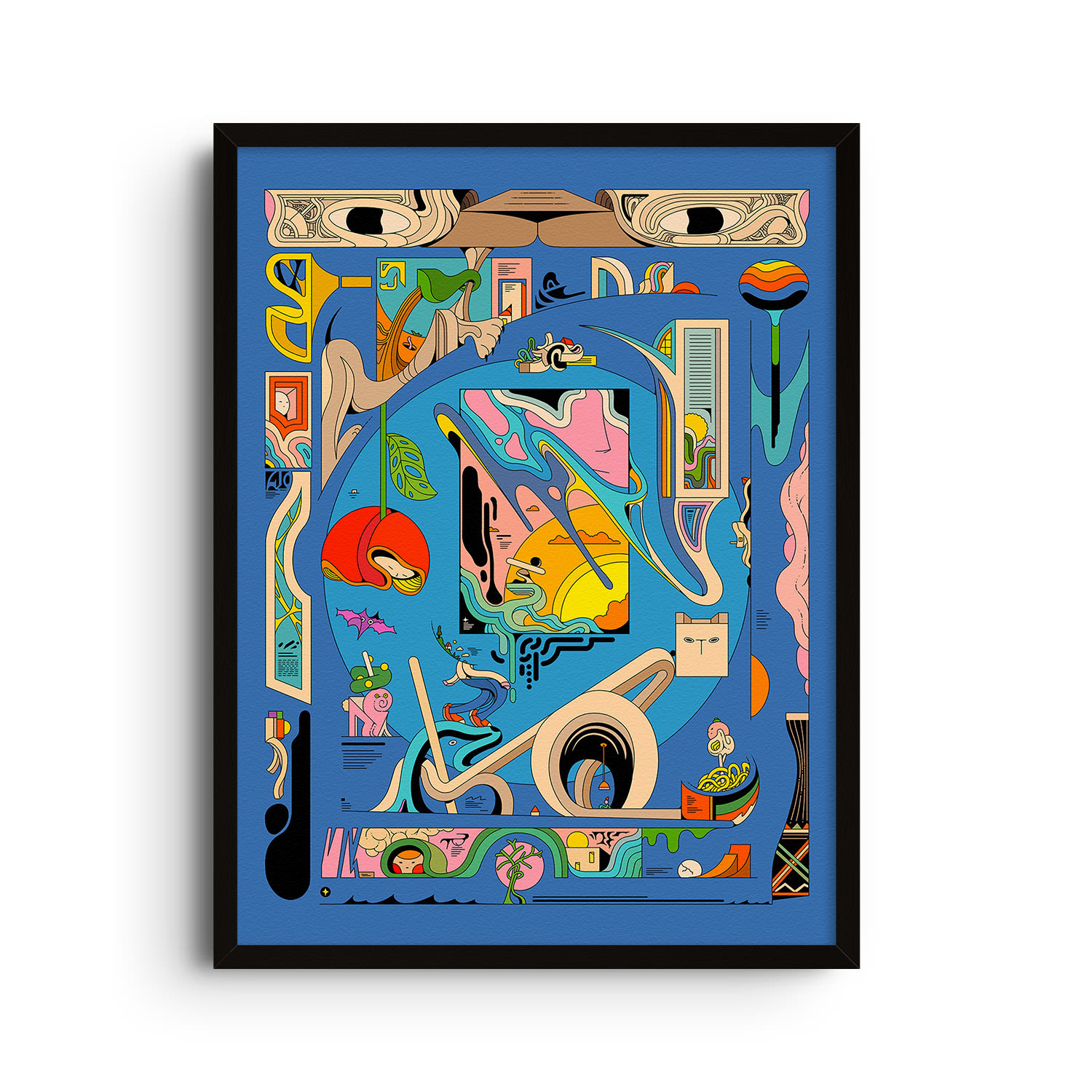 East Side Studio London Blue Sphynx - Abstract Illustration Art Print - Small In Blue