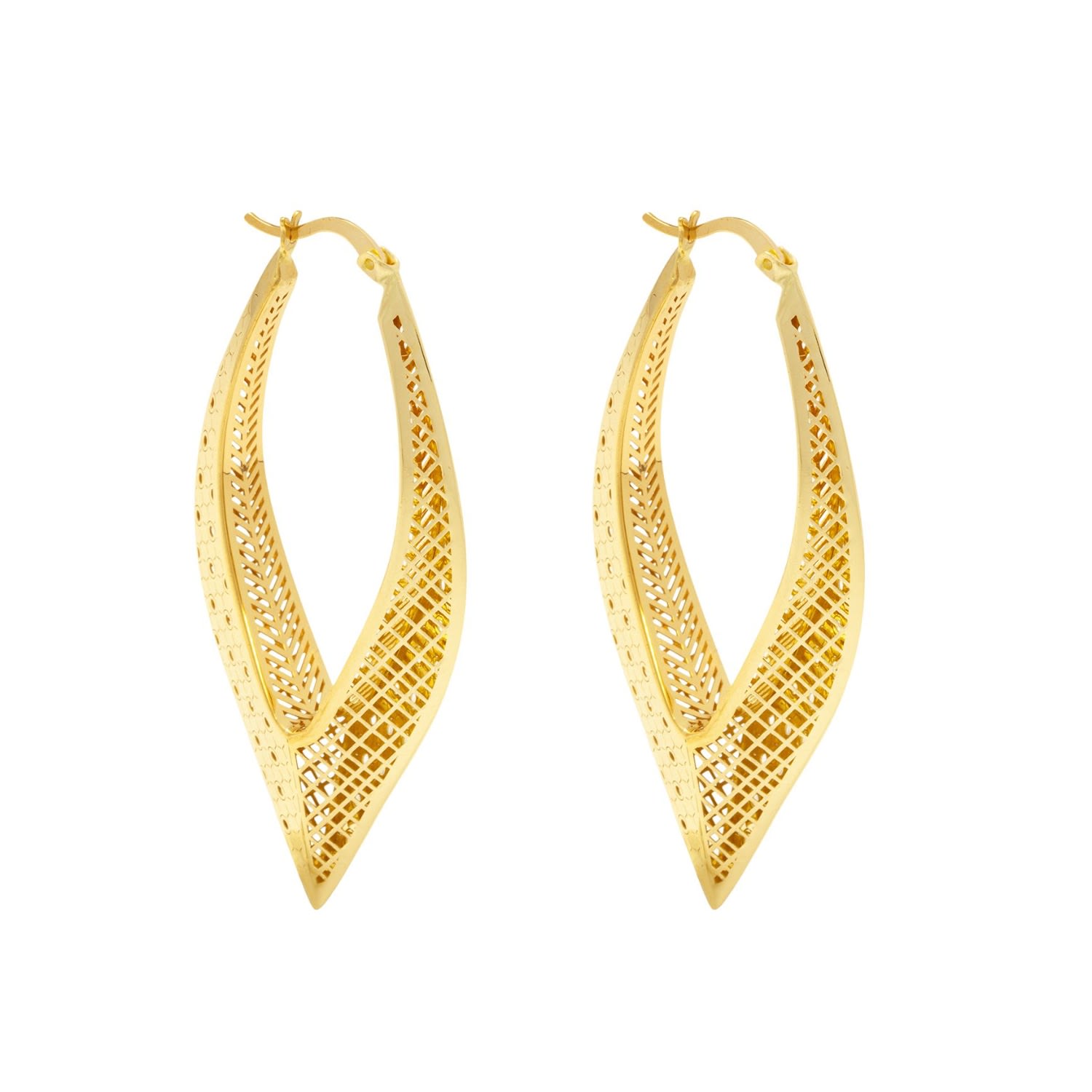 Zelveti Women's Gold Geometric Hollow Tear Drop Hoop Earrings