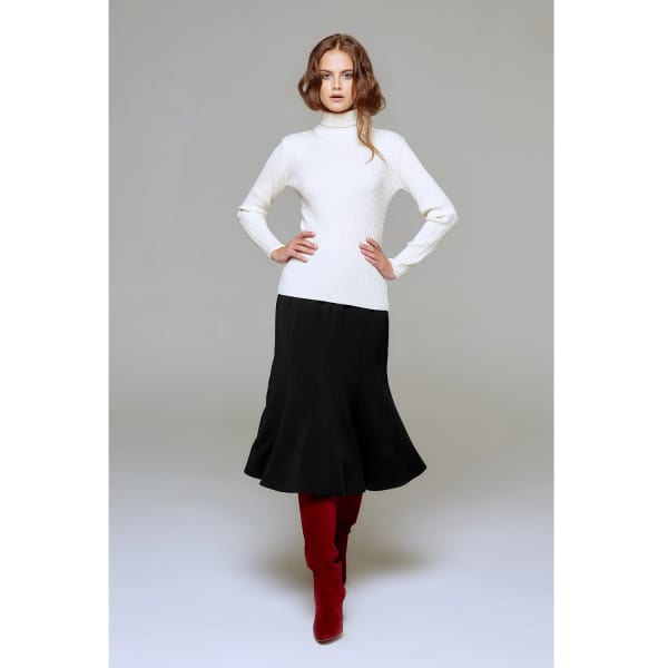 Rumour London Lucy Wool Midi Skirt In Black