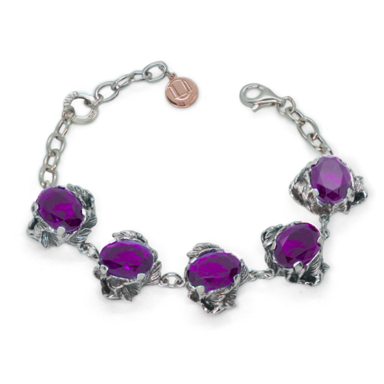 Unaloe Women's Bracelet Coleus Ovalis Silver With Violet Zirconia In Purple
