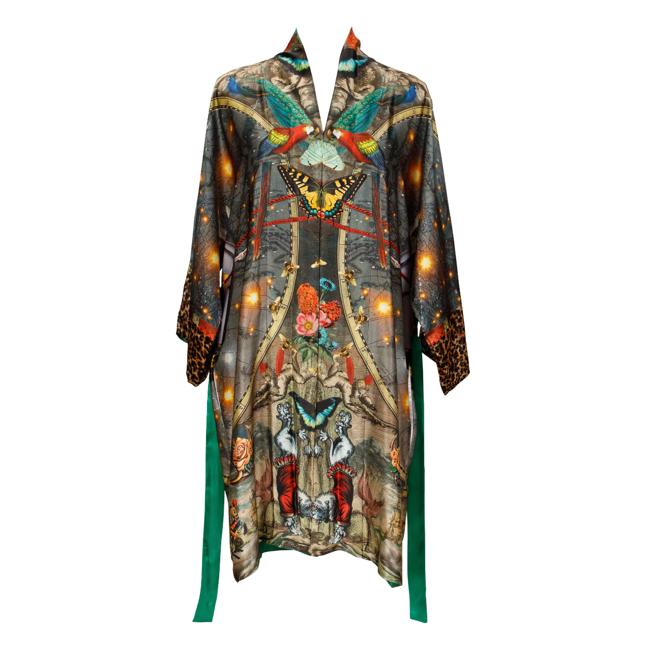 Myrtle & Mary Women's Paradise Cirque Silk Kimono In Animal Print