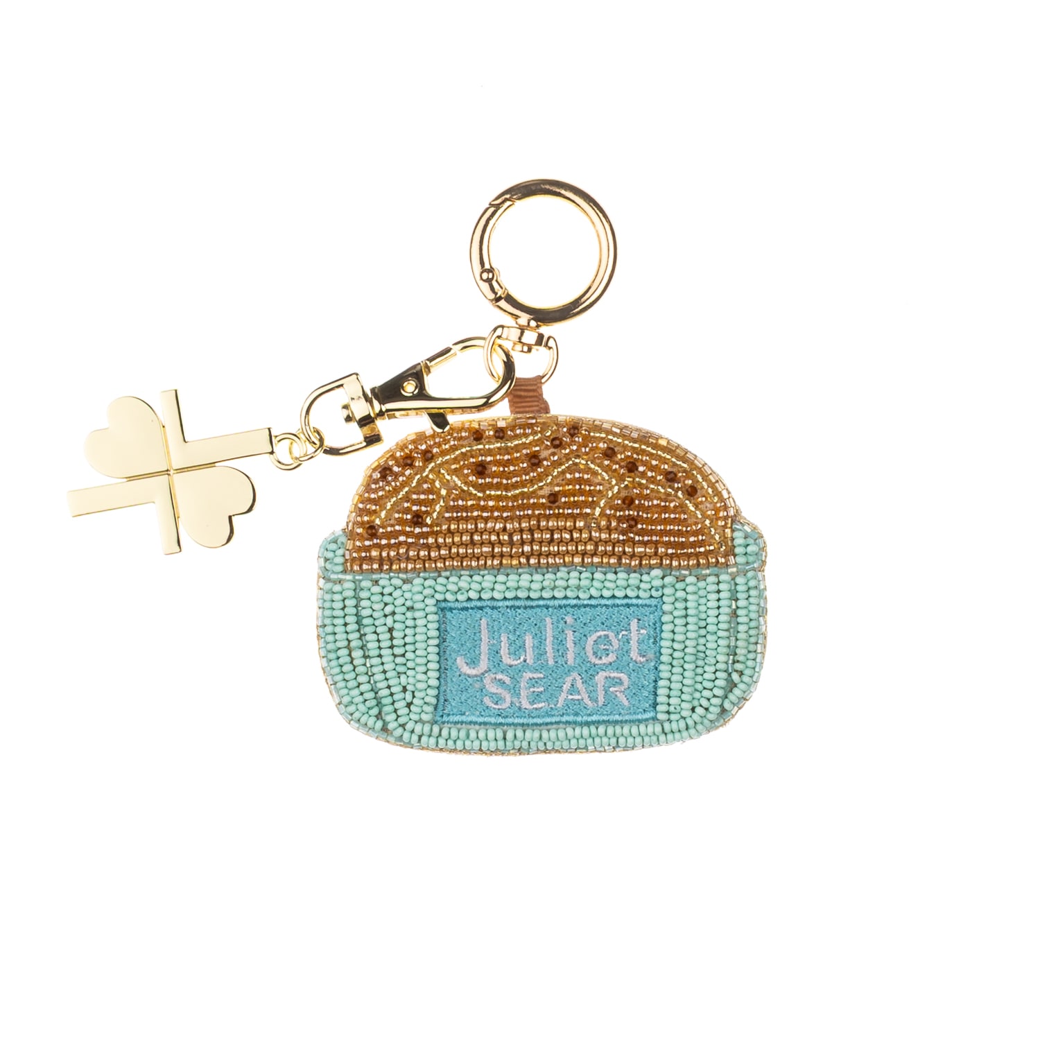 Women's Blue / Gold Juliet Signature Baked Bread Hand-Beaded Bag Charm | Laines London