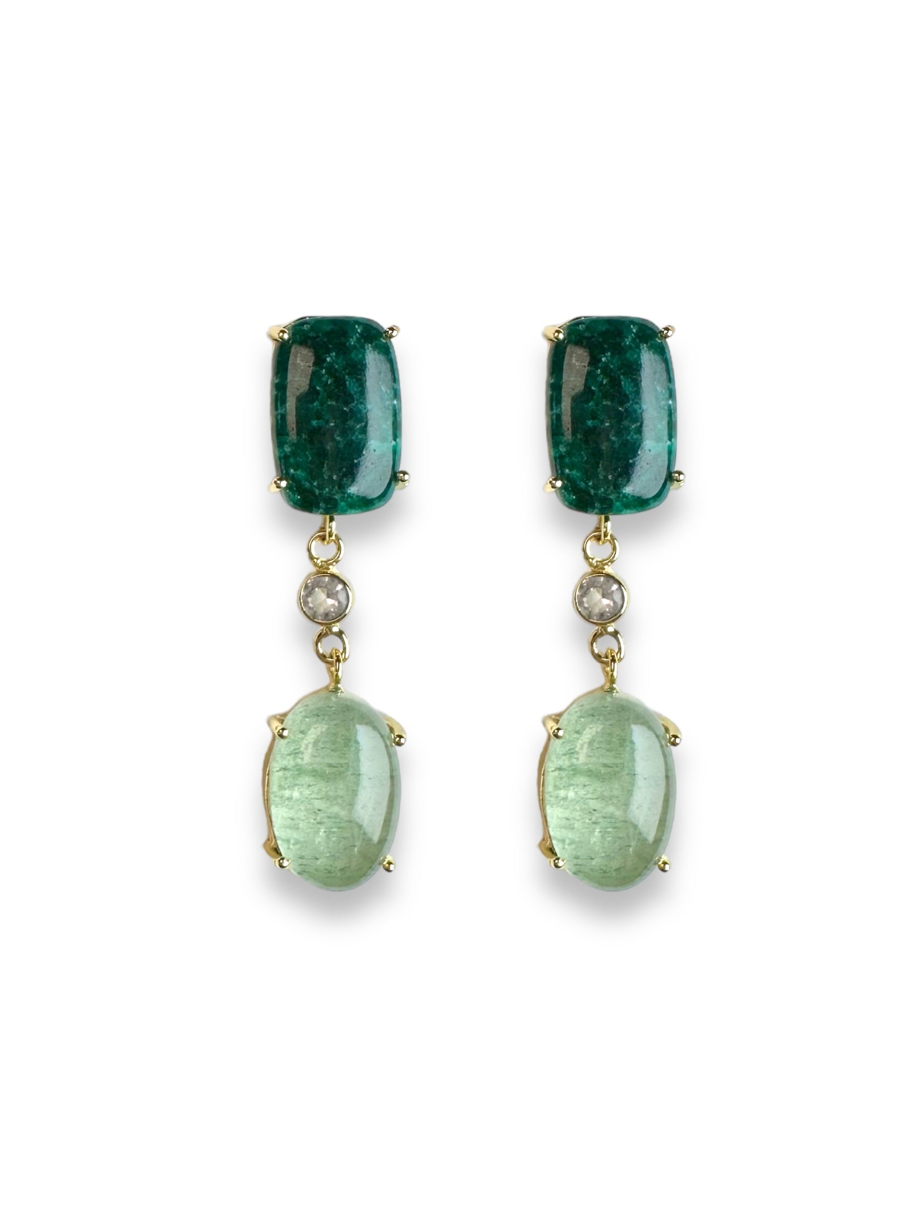 Women’s Sage Gemstone Statement Earrings In Emerald & Green Strawberry Quartz Amina Johan