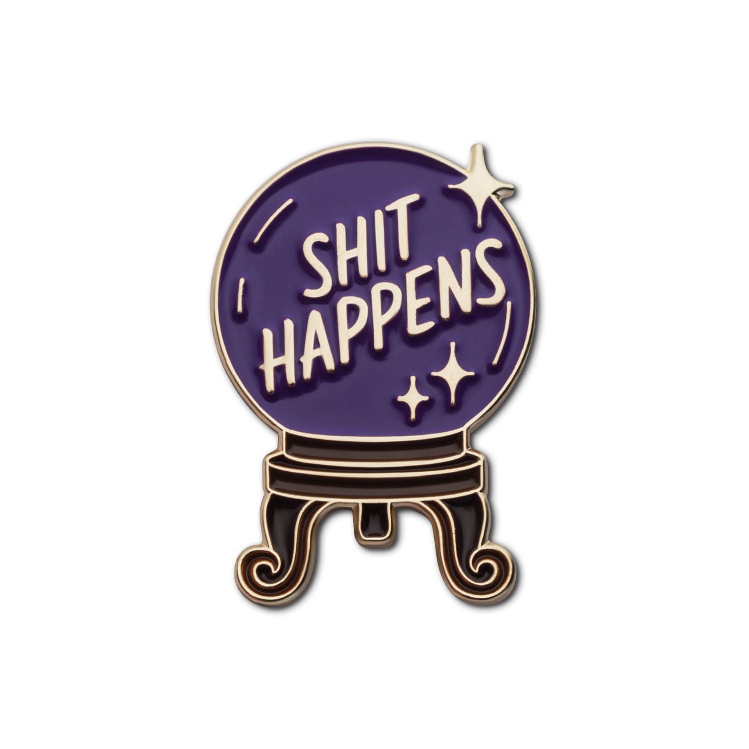 Make Heads Turn Women's Purple / Gold Enamel Pin Crystal Ball: Shit Happens In Multi