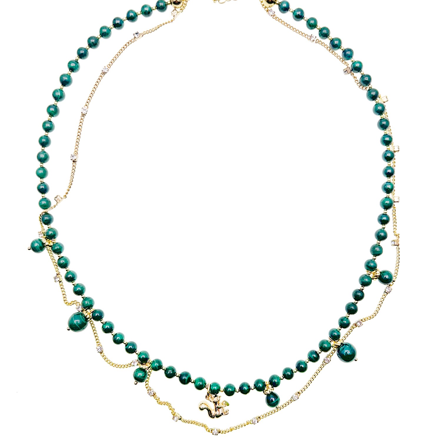 Women’s Green Malachite With Squirrel Pendant Necklace Farra