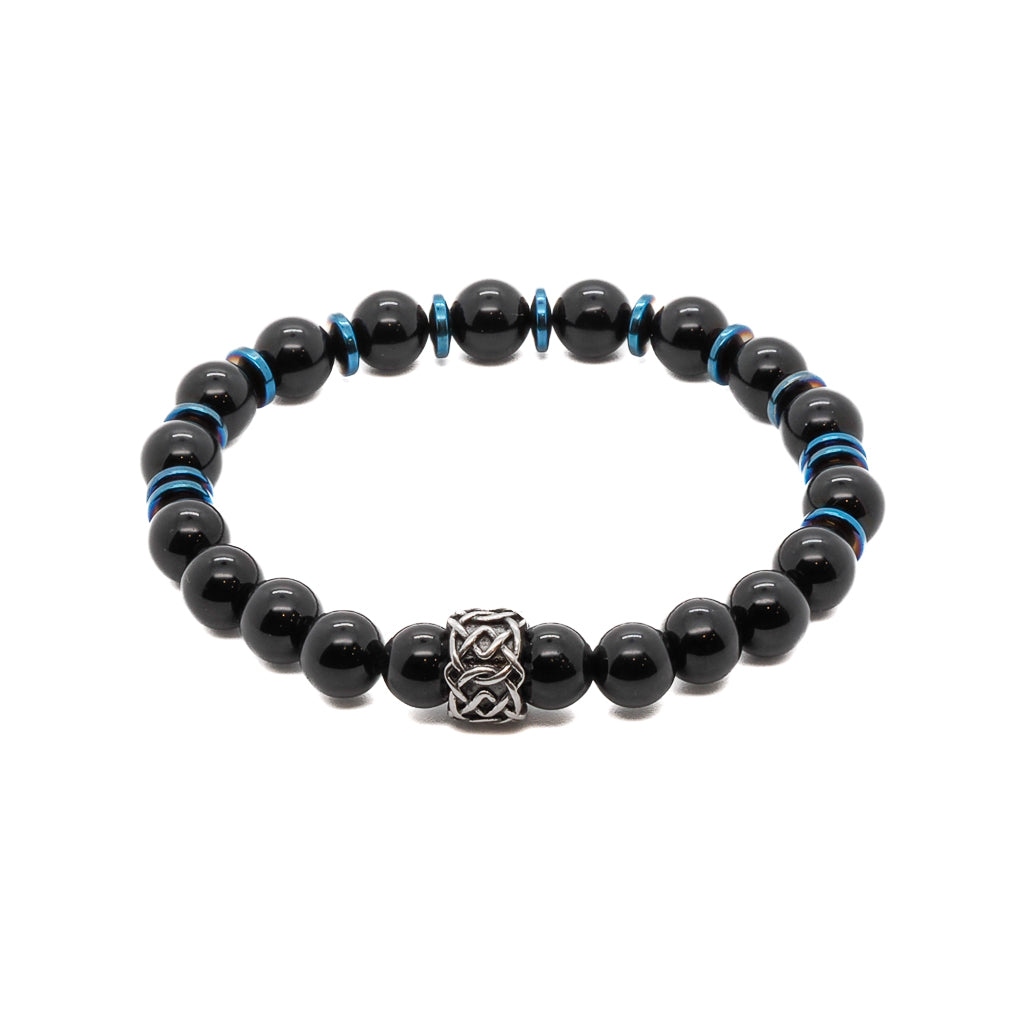 Men’s Blue / Silver / Black Spiritual Black Onyx Beaded Bracelet -Black Ebru Jewelry