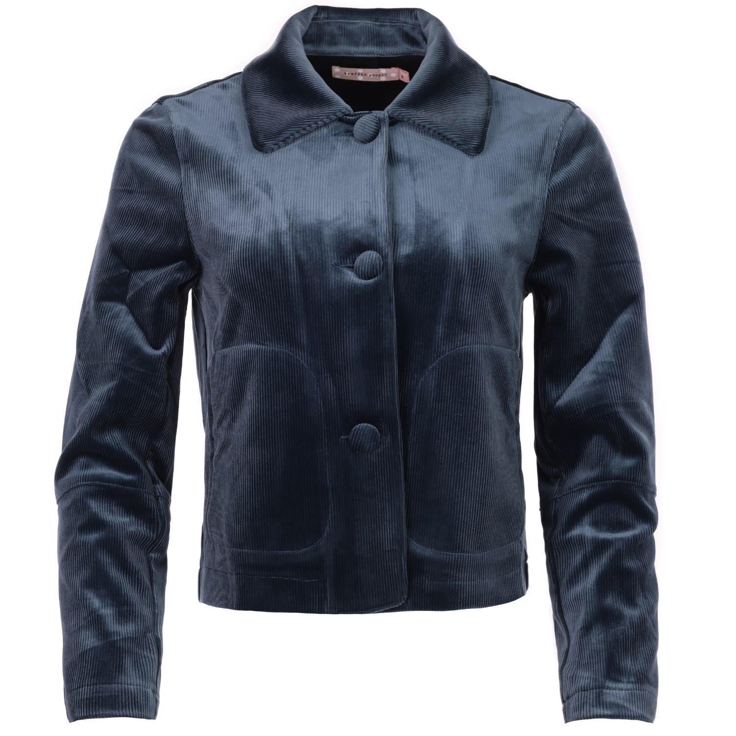 Women's Corrie Bratter Blue Cord Velvet Daisy Cropped Jacket | Medium | Traffic People