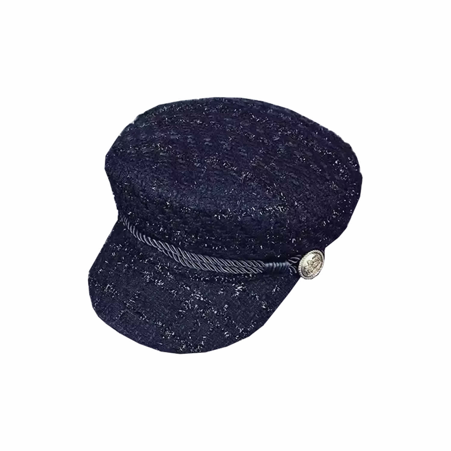 Navy Braided Trim Tweed Baker Boy Hat | Chanel Joan Elkayam 