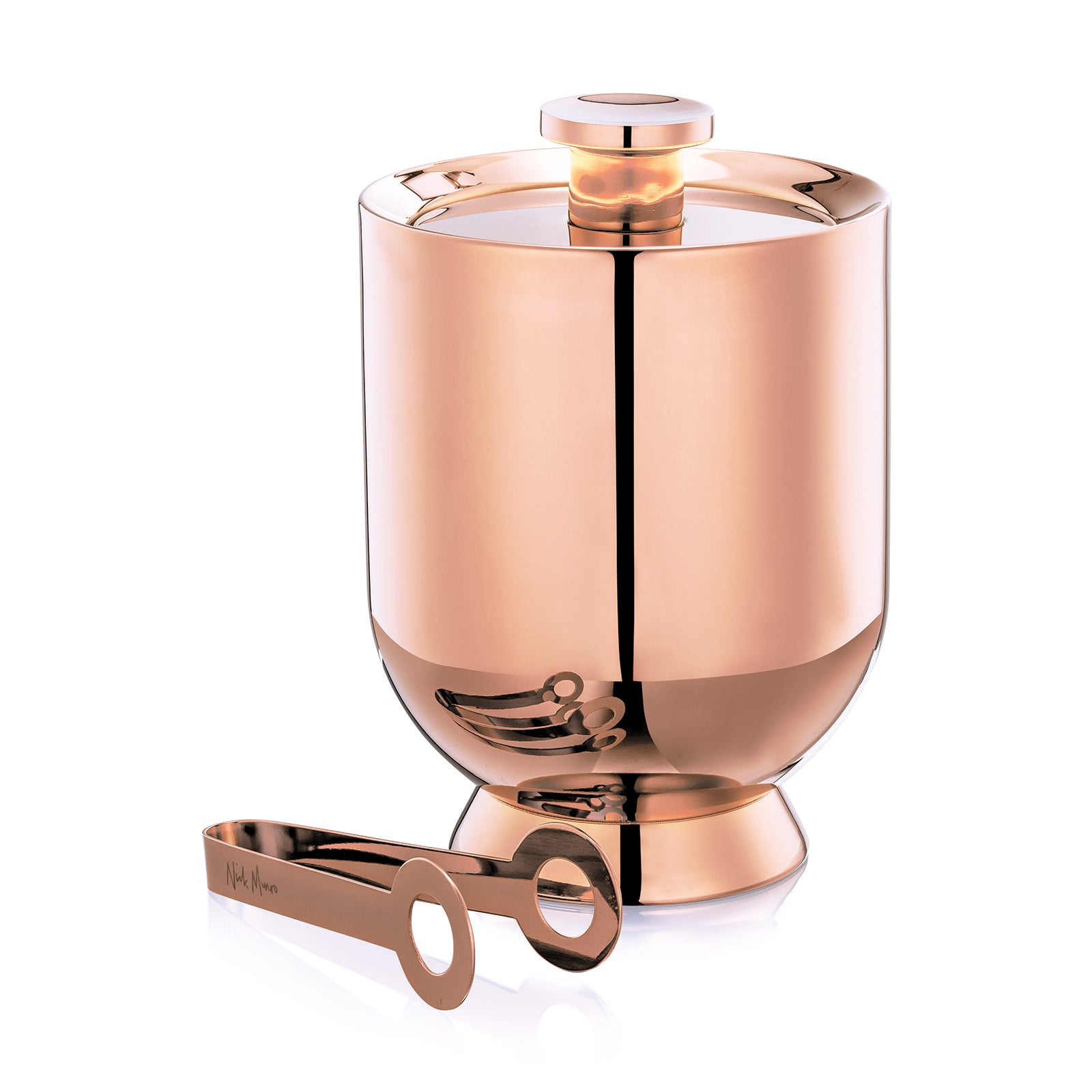 Nick Munro Silver Trombone Ice Bucket & Tongs Rose Gold In Pink