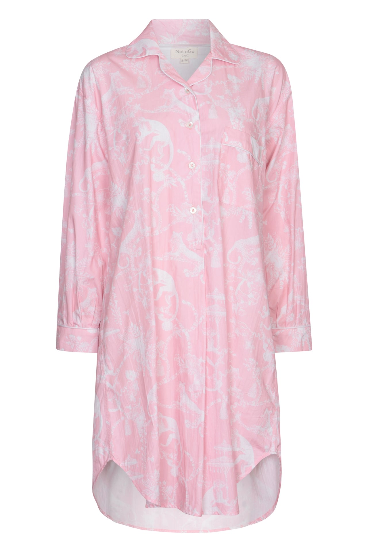 Women’s Pink / Purple Jungle Party Nightshirt-Pure Cotton Poplin- Pink Small Nologo-Chic