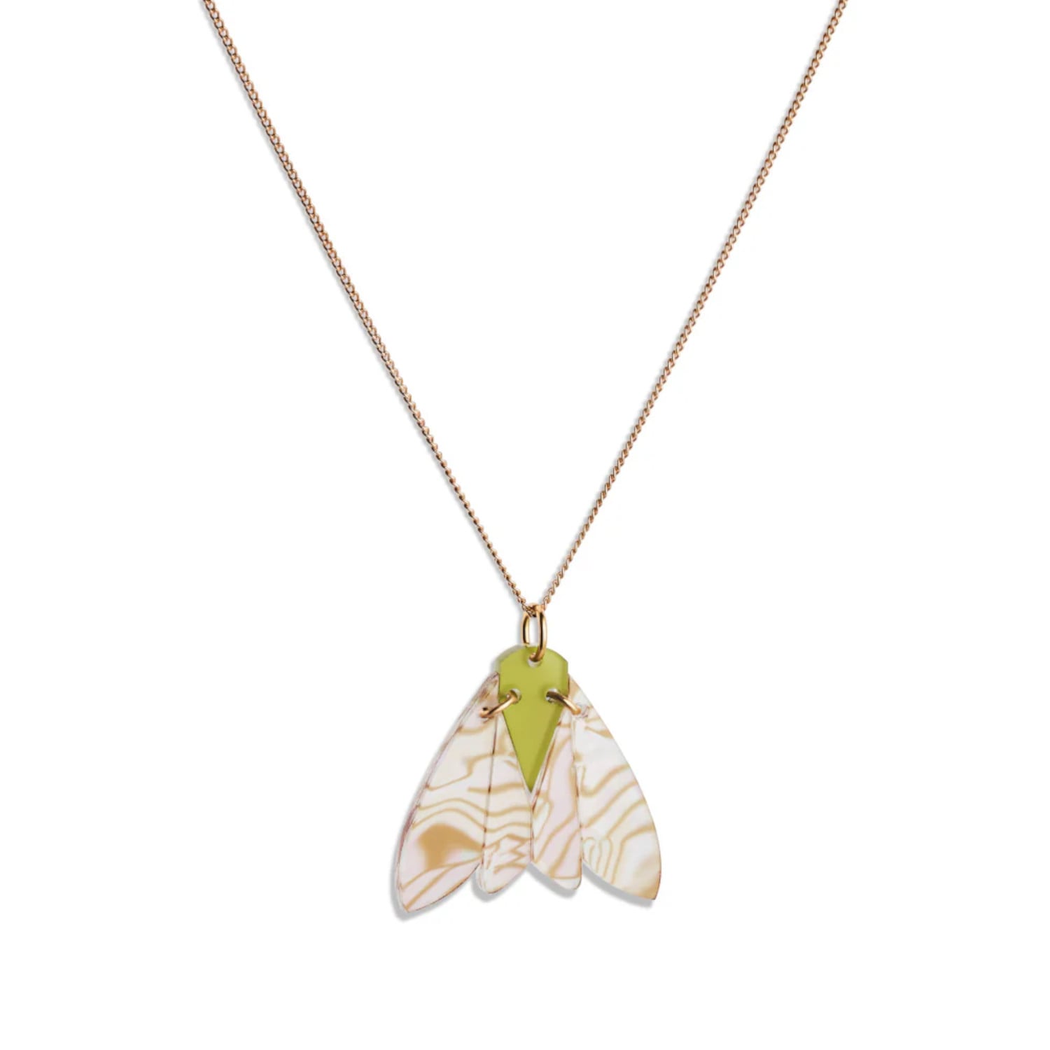 Toolally Women's Neutrals Gossamer Pendant Necklace - Shell & Lime Zest