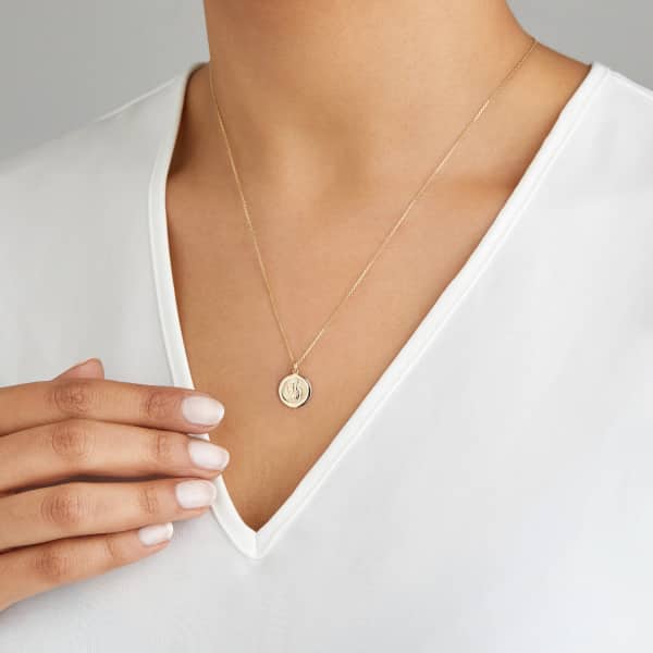 Lily & Roo Small Round Gold St Christopher Pendant Necklace In Pendant