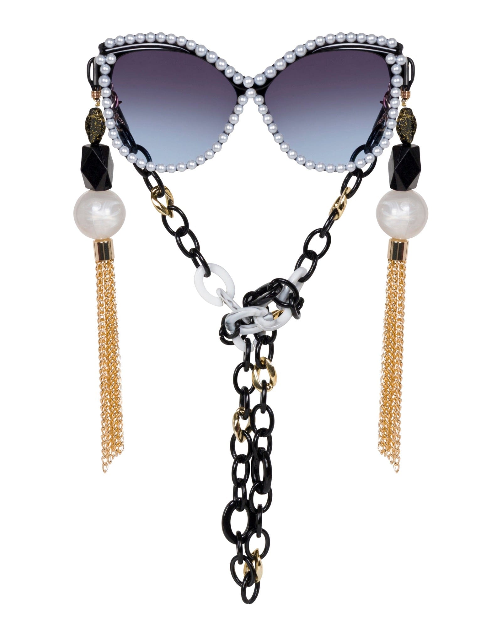 Meghan Fabulous Women's Gold / Black / White Dazzling Diva Sunglasses In Multi