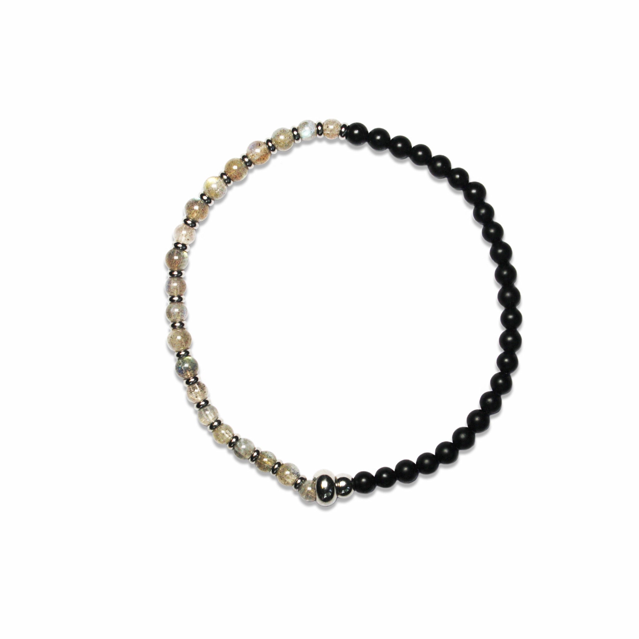 Mhart Women's Black Split Onyx And Labradorite Bracelet In Black