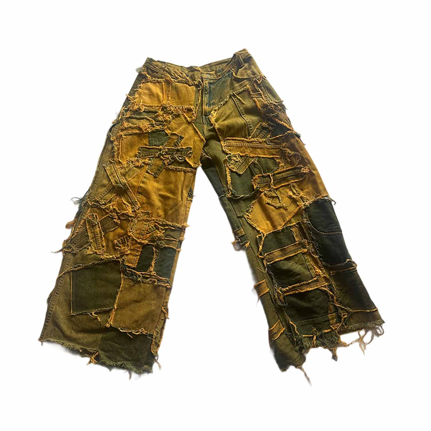 Zasta Studio Shred Couture Denim Jeans New C In Black/yellow
