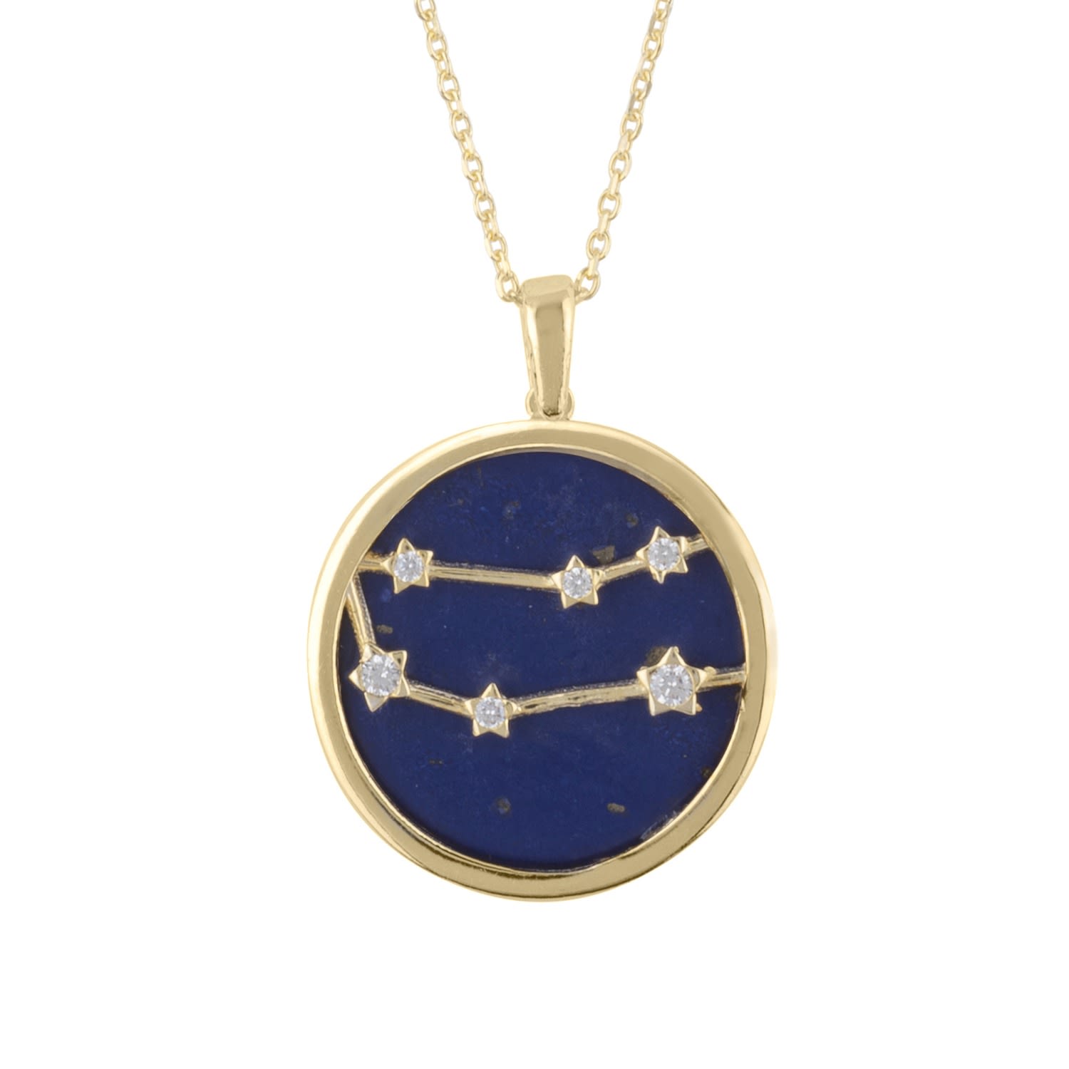 Women’s Blue / Gold Zodiac Lapis Lazuli Gemstone Star Constellation Pendant Necklace Gold Gemini Latelita