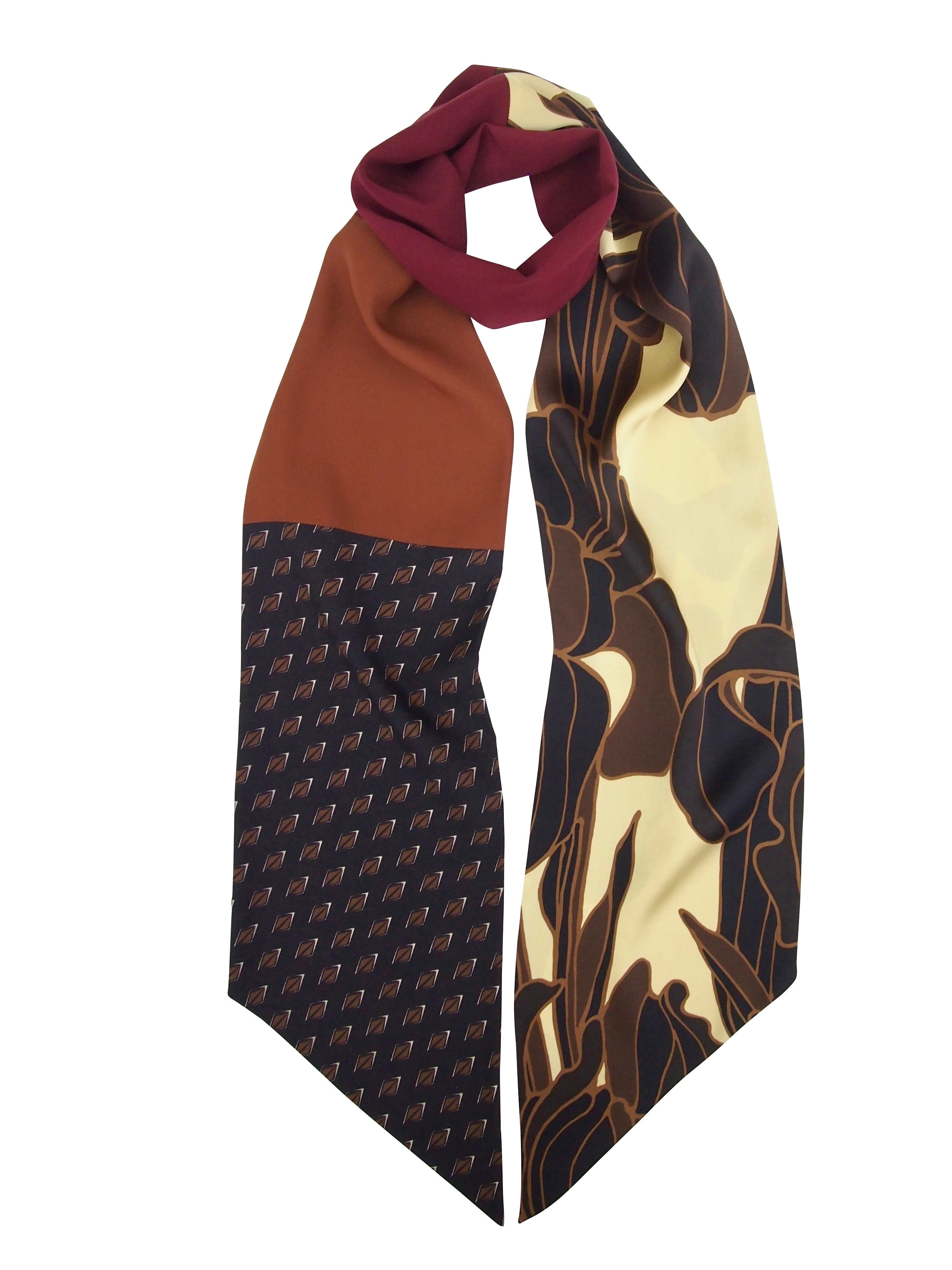 Capitana Women's Brown / Yellow Monteflavio Long Patchwork Silk Scarf – Iris & Earth Tones In Multi