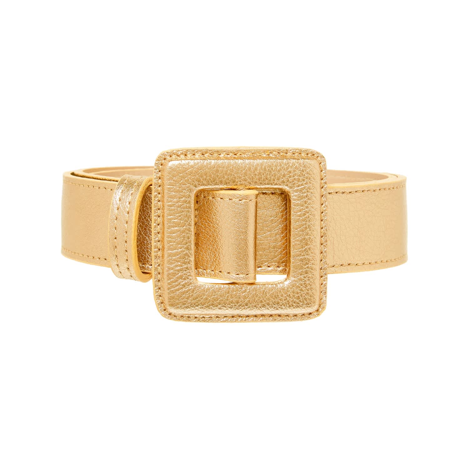 Mini Square Metallic Buckle Belt - Light Gold | BeltBe | Wolf & Badger