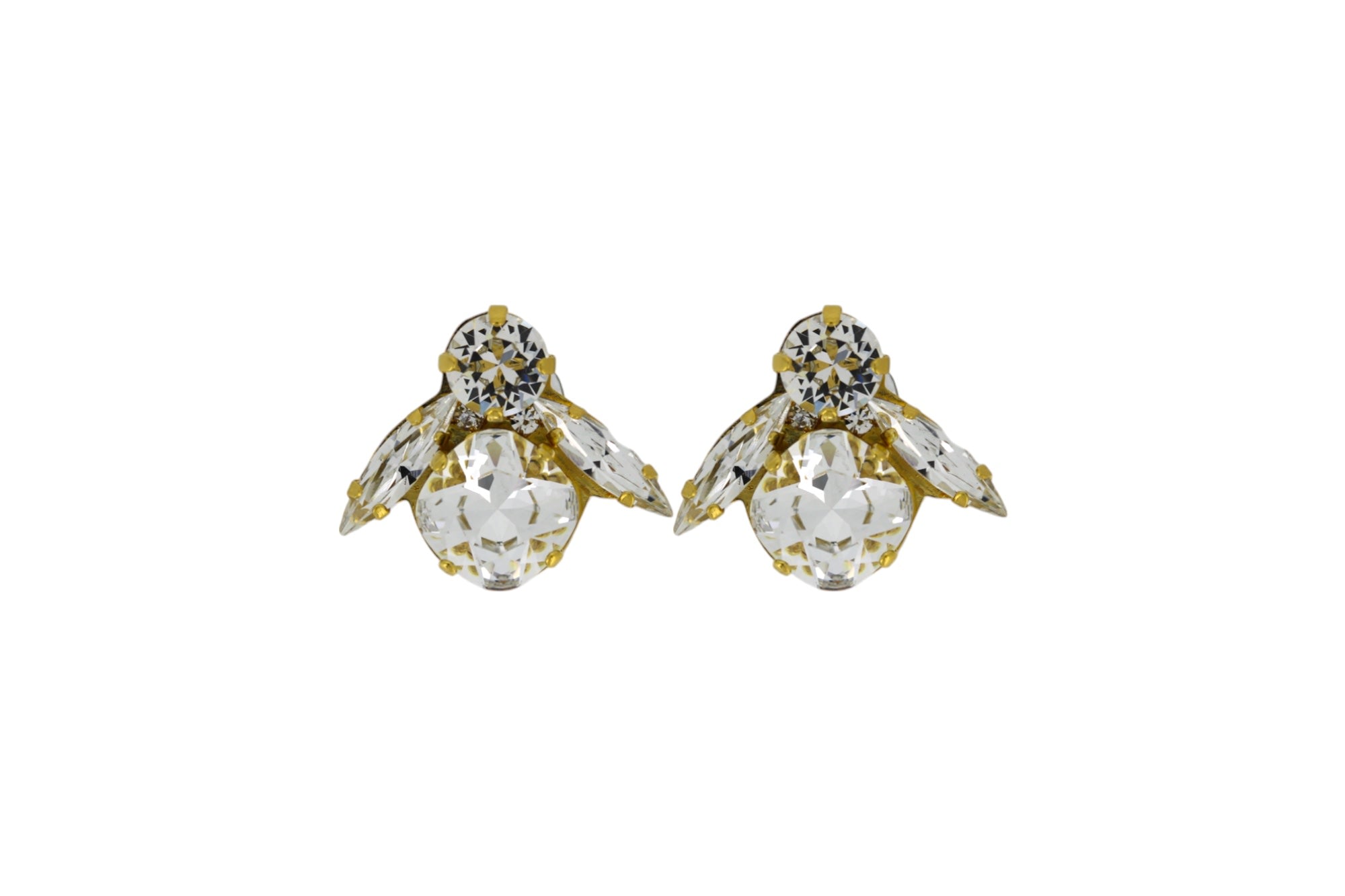 Vickisarge Women's Neutrals The Big Clear Bee Earrings In Gold - Pierced In Yellow