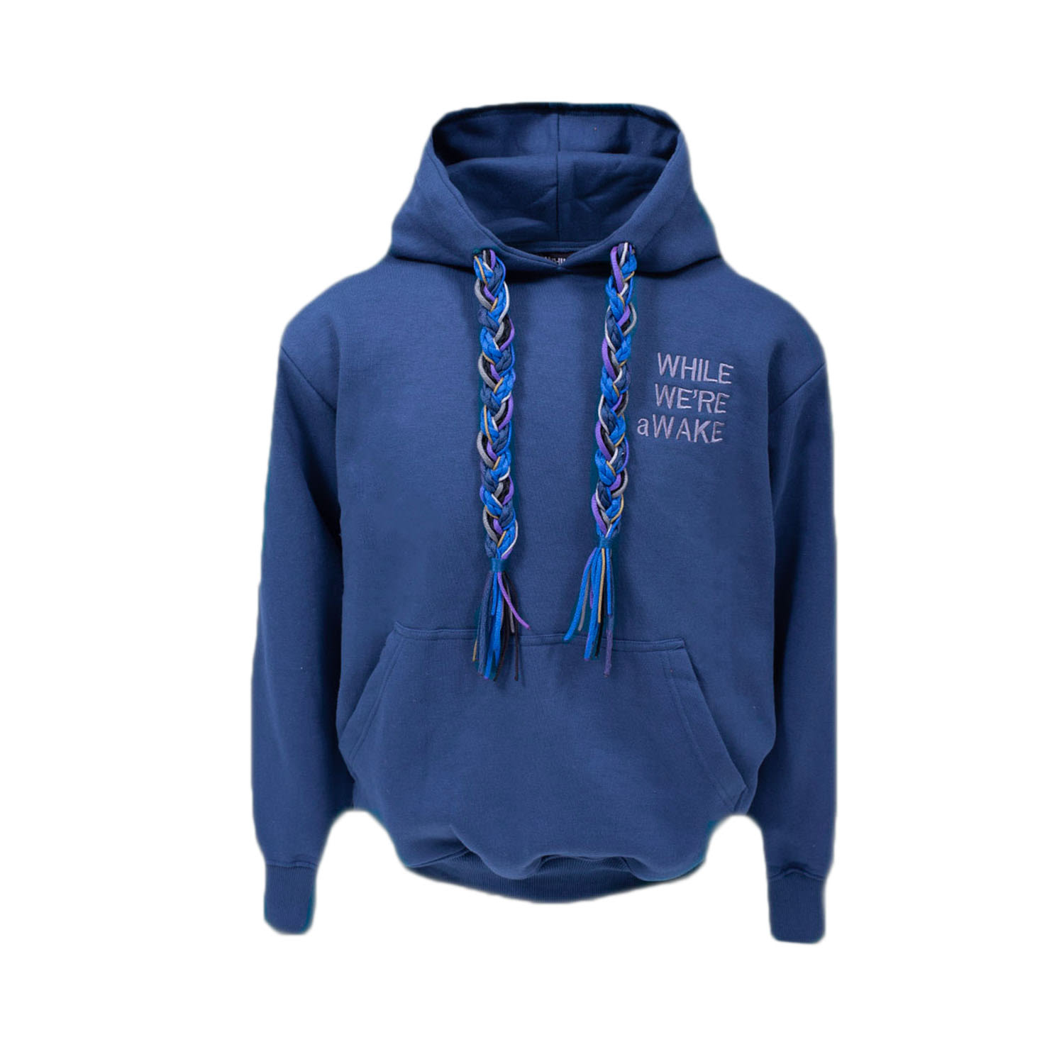 While We're Awake Women's Braid On Braid Dark Blue Hoodie In Blue