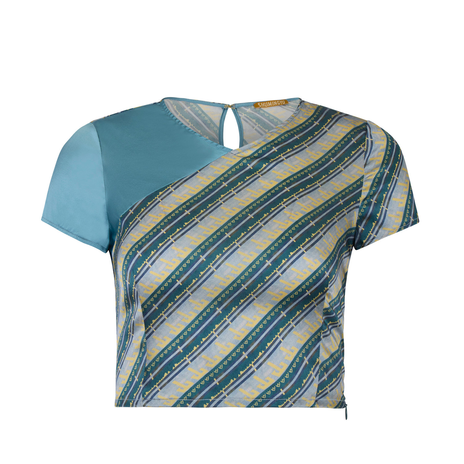 Shumingyu Women's Bronze Mountain Blue Crop Top In Blue